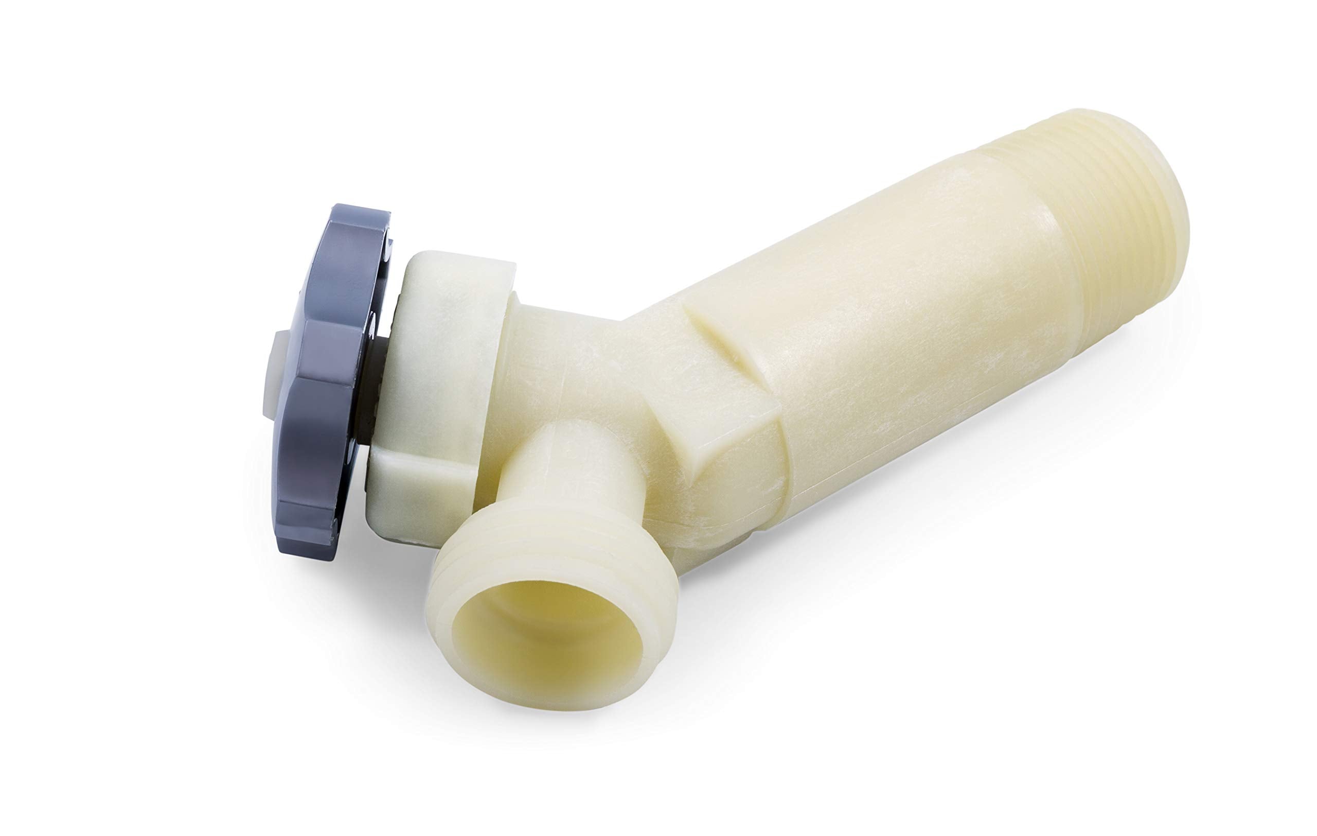Camco 11523 3/4 Plastic Water Heater Drain Valve with 2-1/2 Shank, White