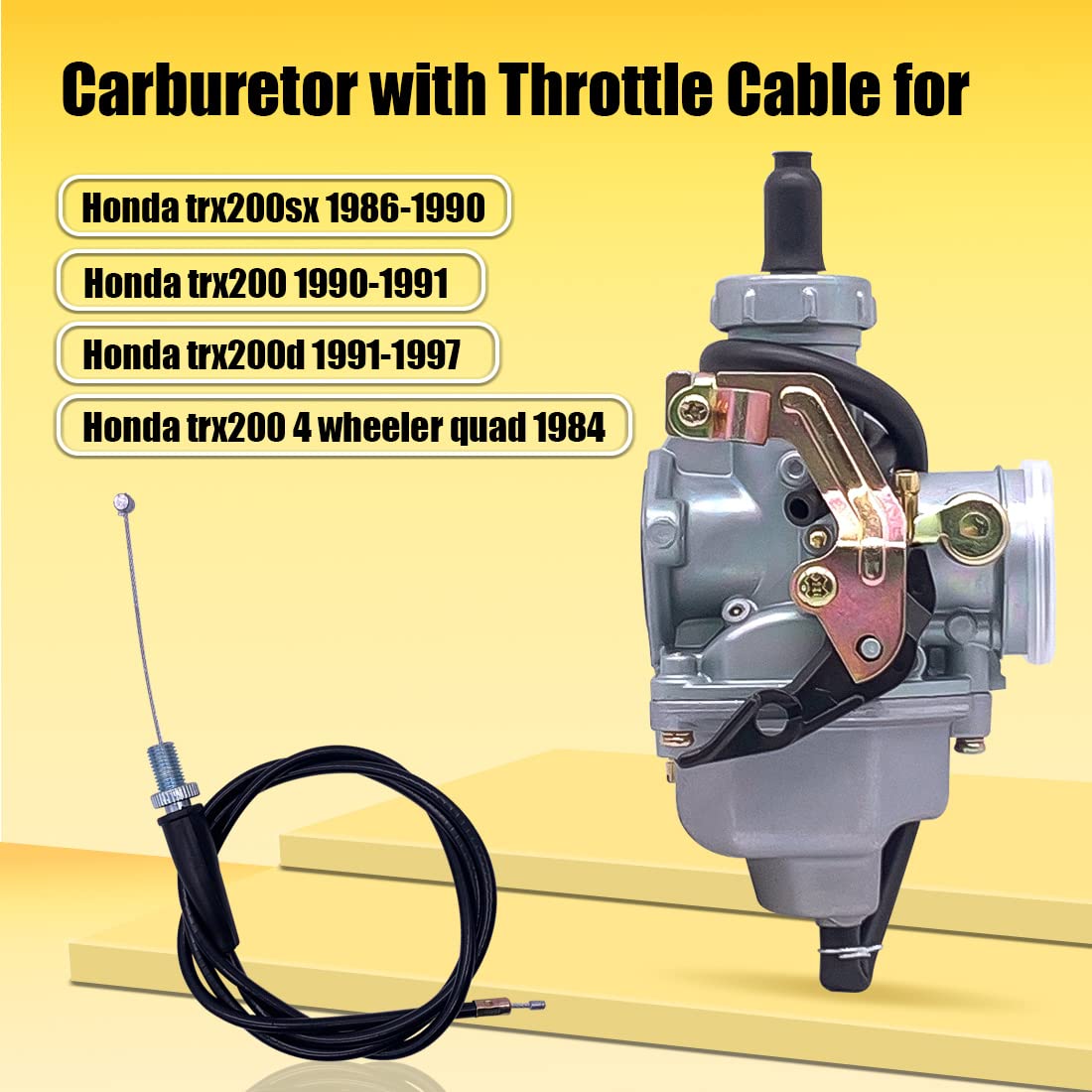 Carburetor Carb With Throttle Cable Compatible With Honda Atv Fourtrax 200 Trx200Sx Trx200 Trx200D 4 Wheeler Quad 1984