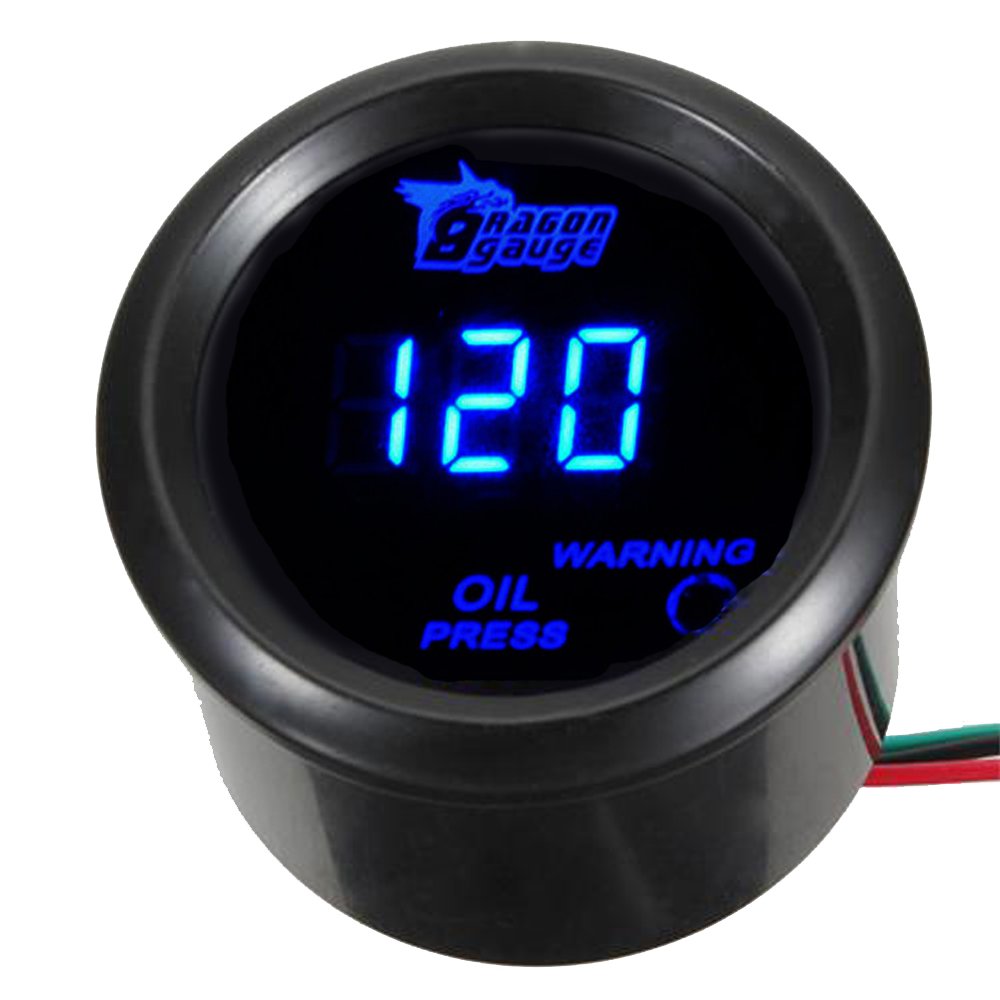 Esupport Car 2' 52Mm Digital Oil Press Pressure Gauge Blue Led