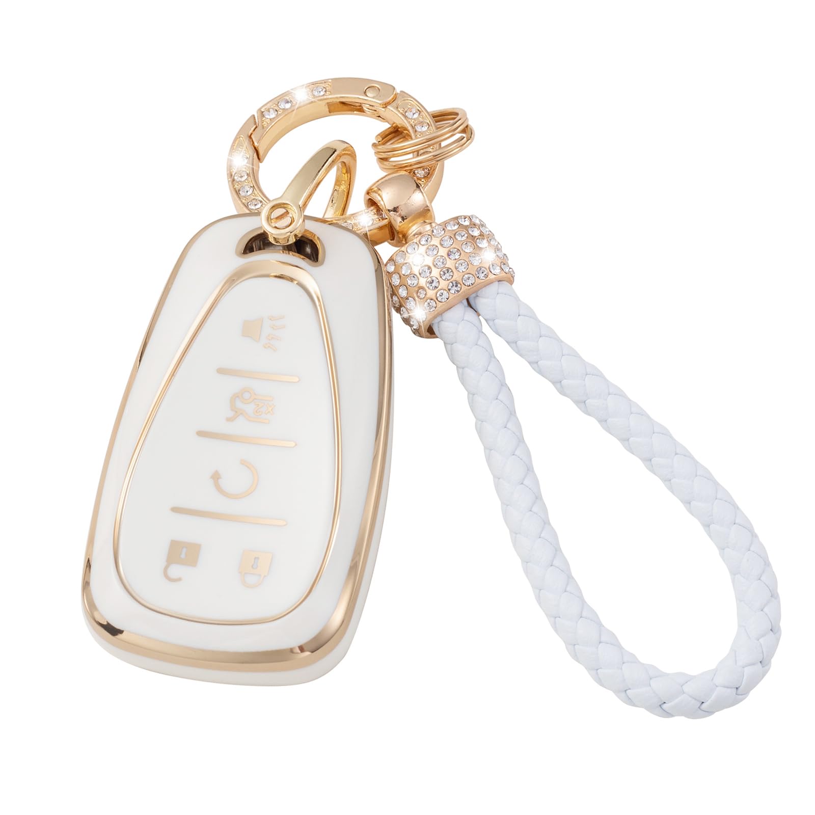 Gematay For Chevy Key Fob Cover, Key Case Shell Compatible With Chevrolet Chevy Equinox Malibu Camaro Traverse Smart Key Protect