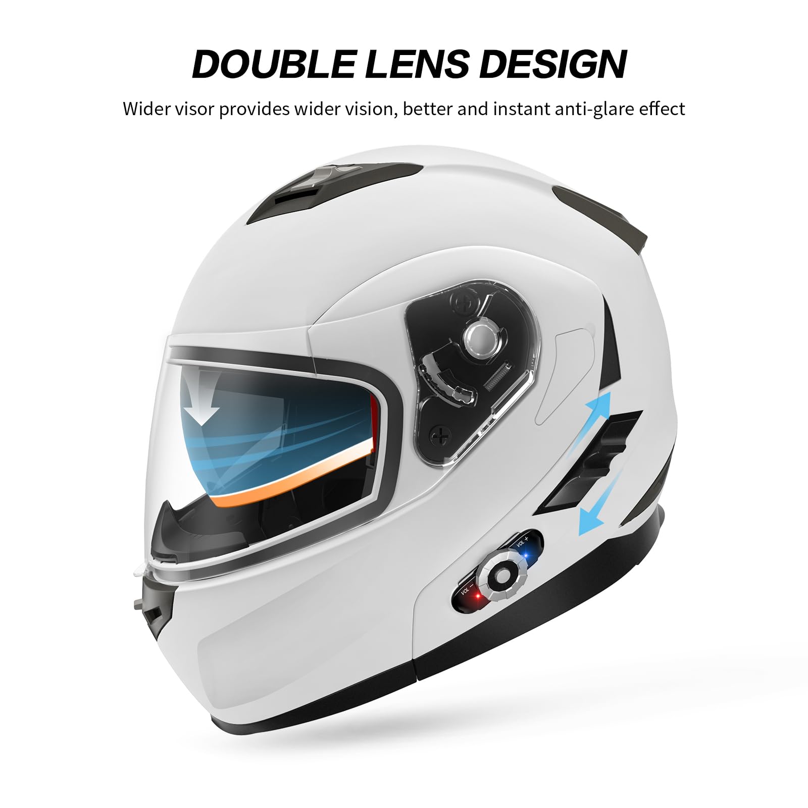 Motorcycle Helmet Bluetooth 5.0 Integrated New Eps Freedconn Bm2-S Modular Flip Up Dual Visor Motorbike Helmet Dot Fmvss-218 App