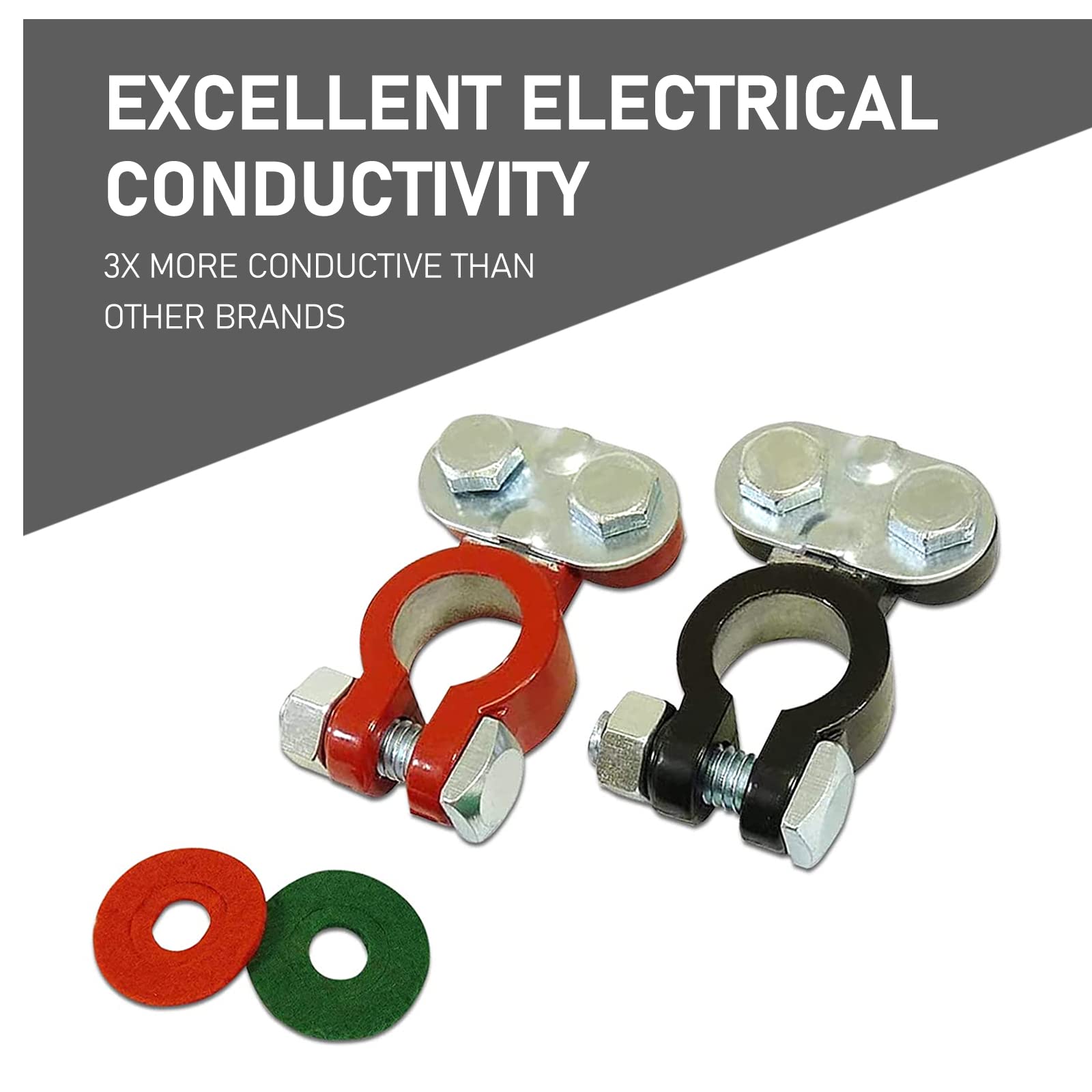 Sodcay 2 Pcs Cable Terminal Clamp Connectors, Cables Terminal Connectors Kit, Fit For Cars, Vans, Trucks (Silver)