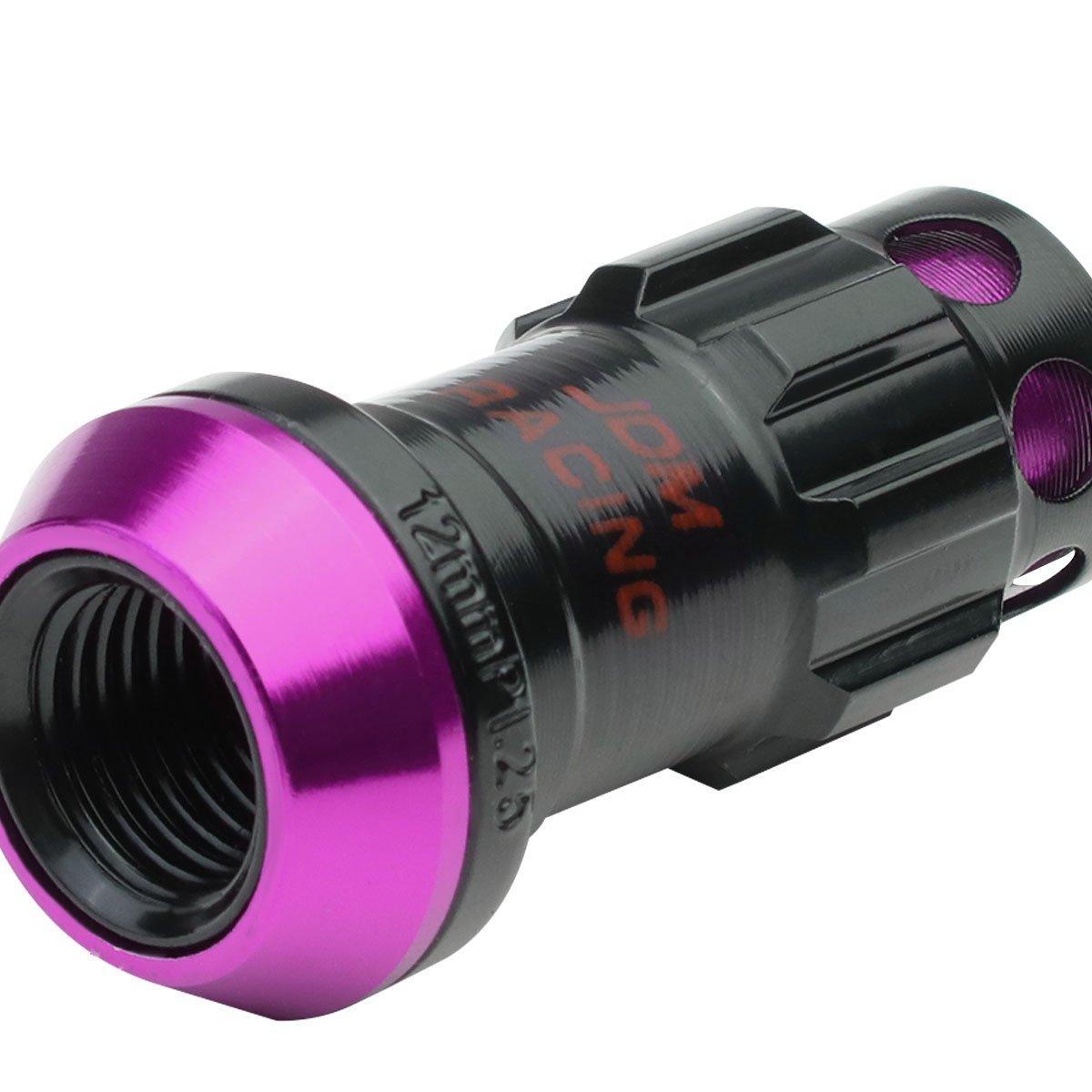 Dna Motoring Ln-Ztl-9016-125-Pp 16Pcs M12 X 1.25 Closed End Wheel Lug Nuts + 4Pcs Lock Nuts + Key + Extension Adapter, 22Mm Od/45Mm Height, Purple Accents/Black Body