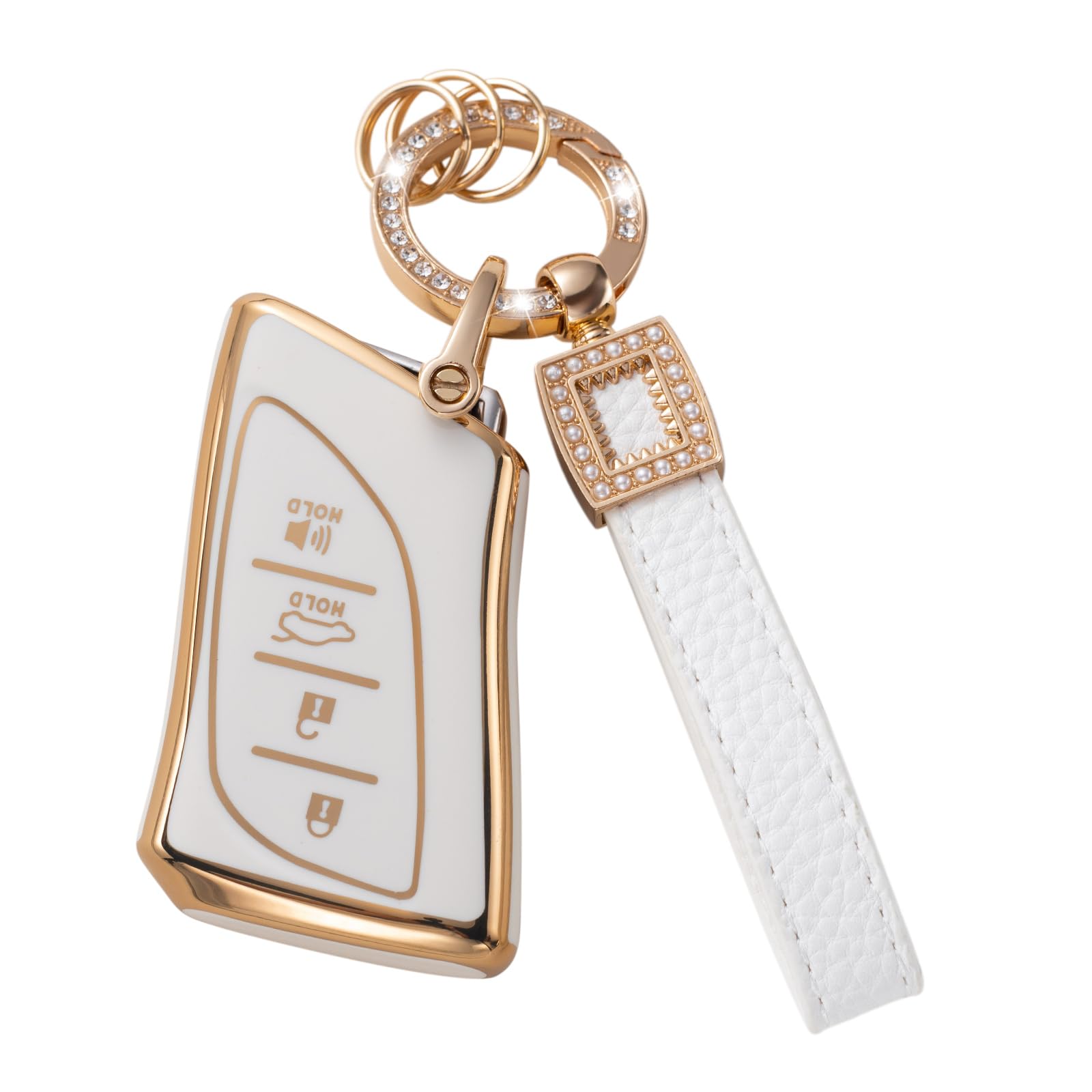 Cacarlike For Lexus Key Fob Cover With Leather Lanyard, Car Key Fob Case Compatible With Lexus Es350 Es300H Ux200 Ls500 Ls500H L