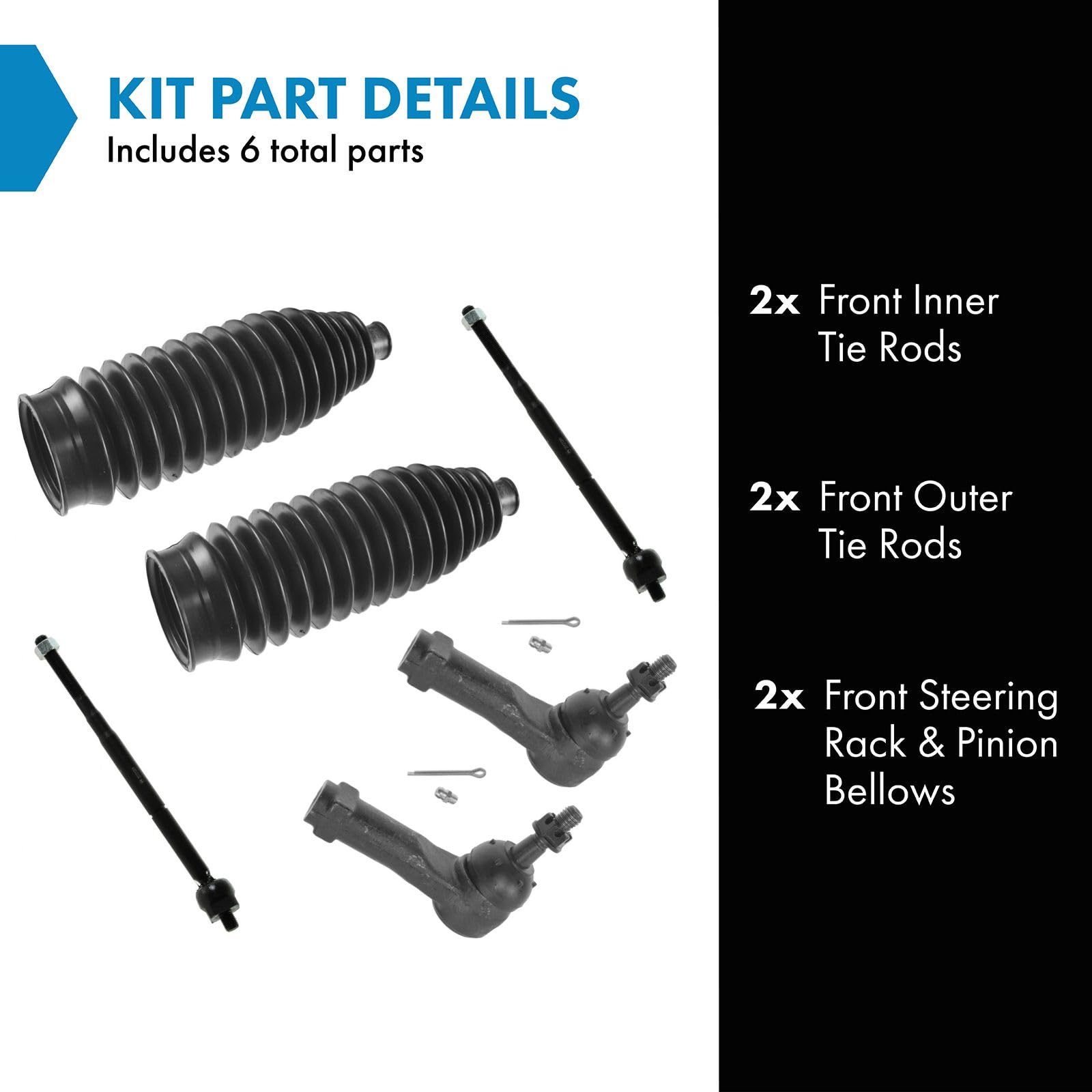 Trq Front Steering Kit Steering Rack & Pinion Bellow Tie Rod Compatible With 2005-2010 Chevrolet Cobalt 2007-2009 Pontiac G5 200