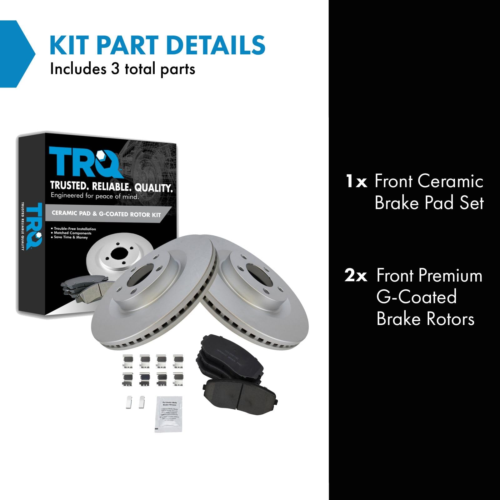Trq Front Brake Pad & Rotor Kit Brake Pads Brake Rotor Ceramic Premium G-Coated Compatible With 2007-2014 Ford Edge 2007-2015 Li