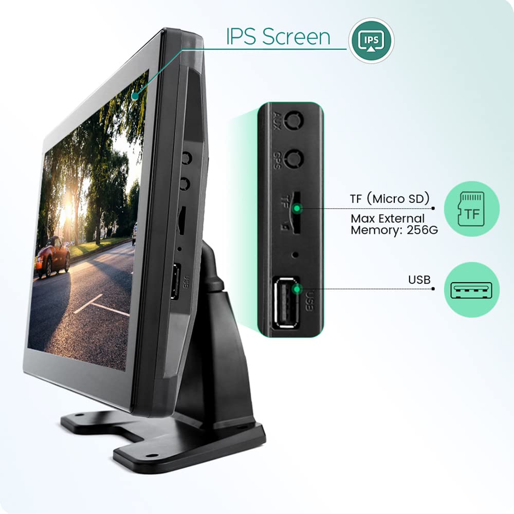EVERSECU Car Backup Camera System with 4K 10.36" Touch Screen Monitor & 4x 1080P AHD Cameras for RV/Truck/Bus/Trailer/Camper