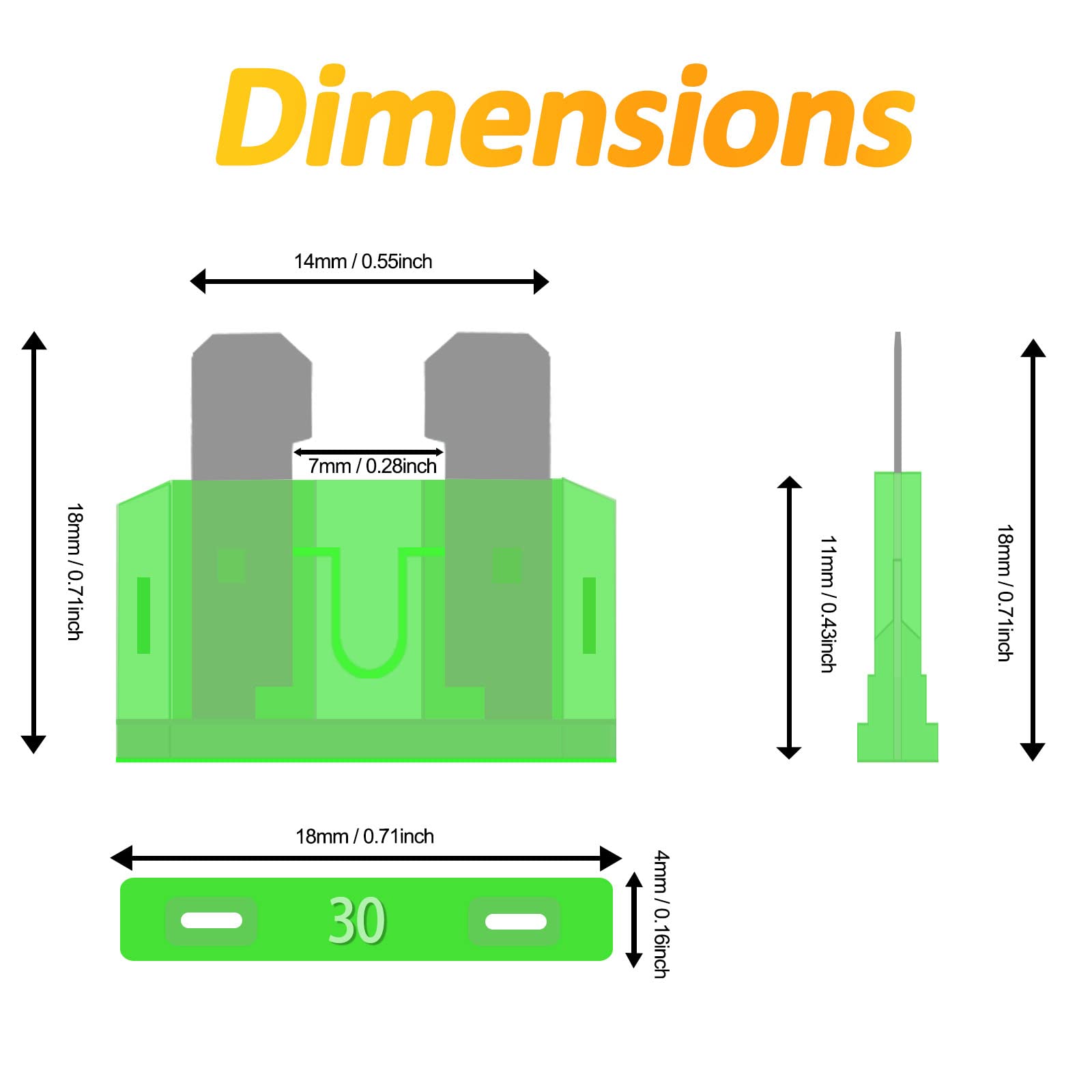 RoadandLord Auto Car Fuse Assortment Kit - 30Pcs Plastic Standard Blades (2A-35A) for Car, Boat, Truck, SUV Replacement Fuses
