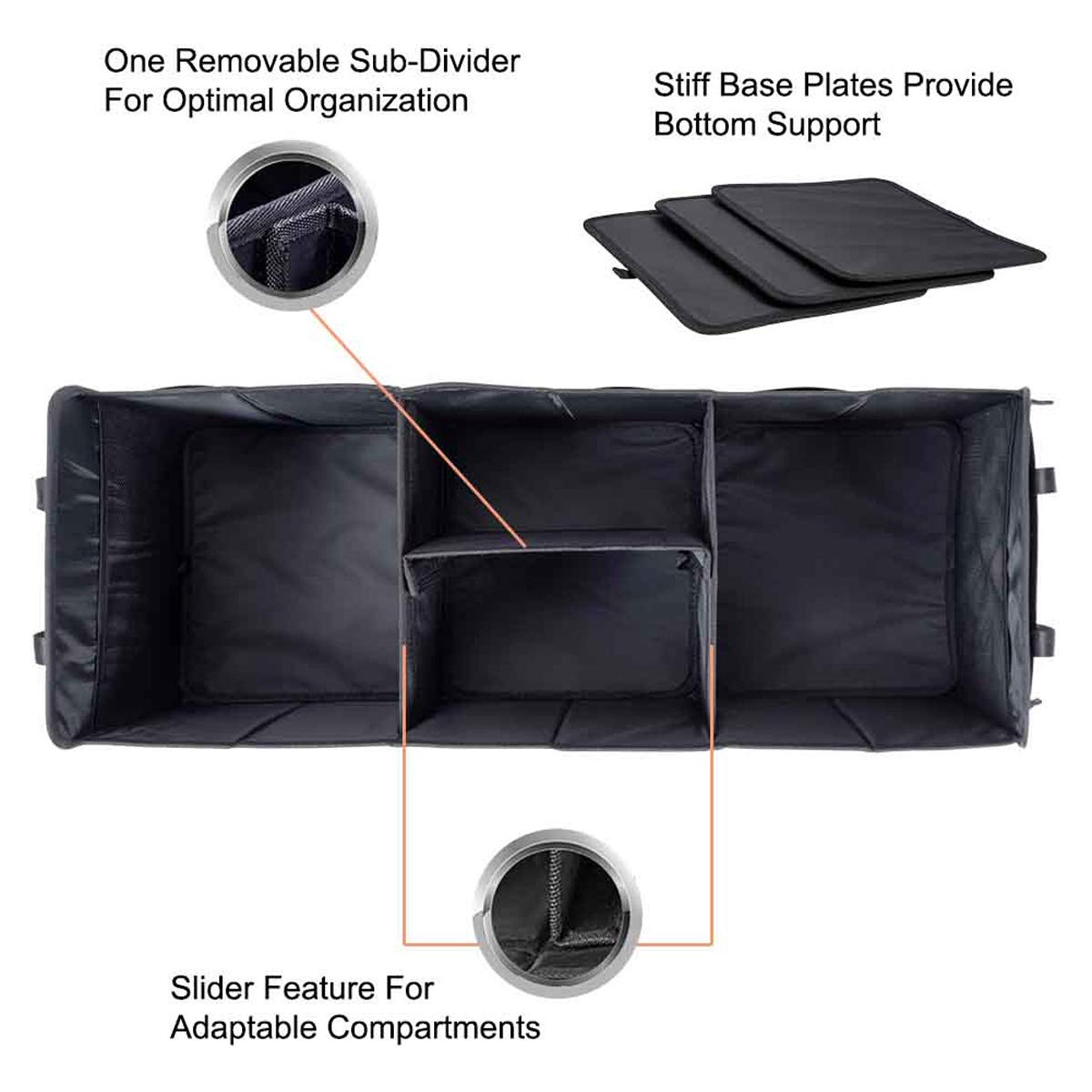 AUTOARK Multipurpose Car SUV Trunk Organizer with Removable Insulation Leakproof Cooler Bag,Durable Collapsible Adjustable Compa