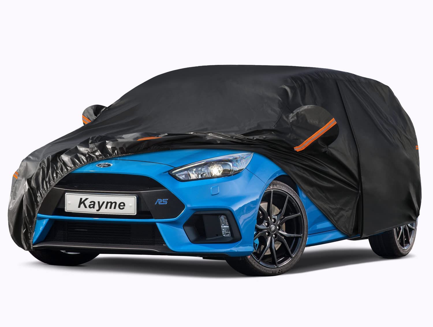 Kayme 7 Layers Heavy Duty Hatchback Car Cover Waterproof All Weather, Outdoor Snow Sun Uv Protection With Zipper For Automobiles