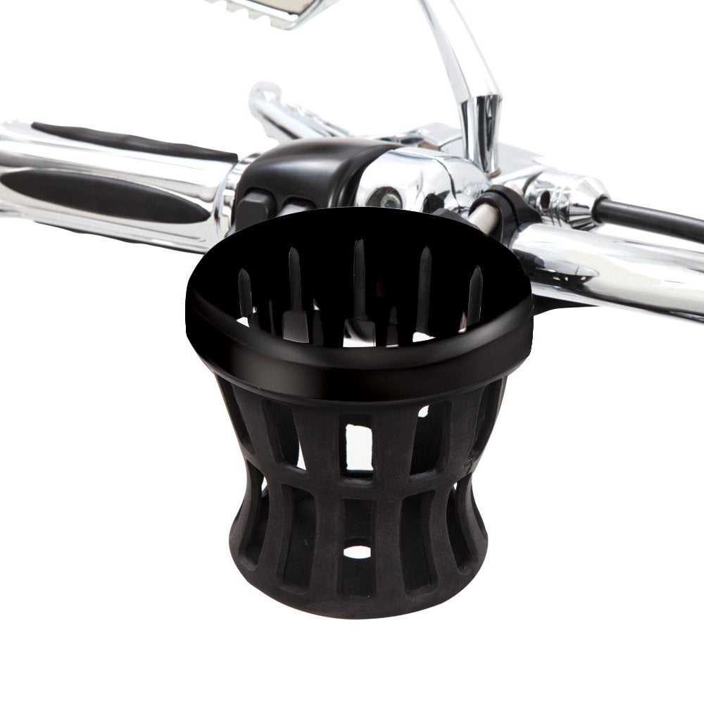 Ciro Black Rubber Drink Holder For Harley - 7/8-1 In. Black Clamp Mount 50613