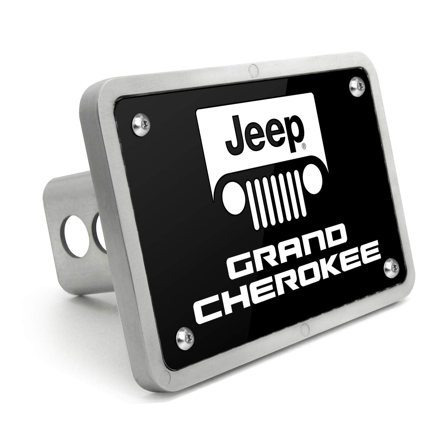 iPick Image Made for Jeep Grand Cherokee UV Graphic Black 3/8 Thick Solid Billet Aluminum 2 inch Tow Hitch Cover