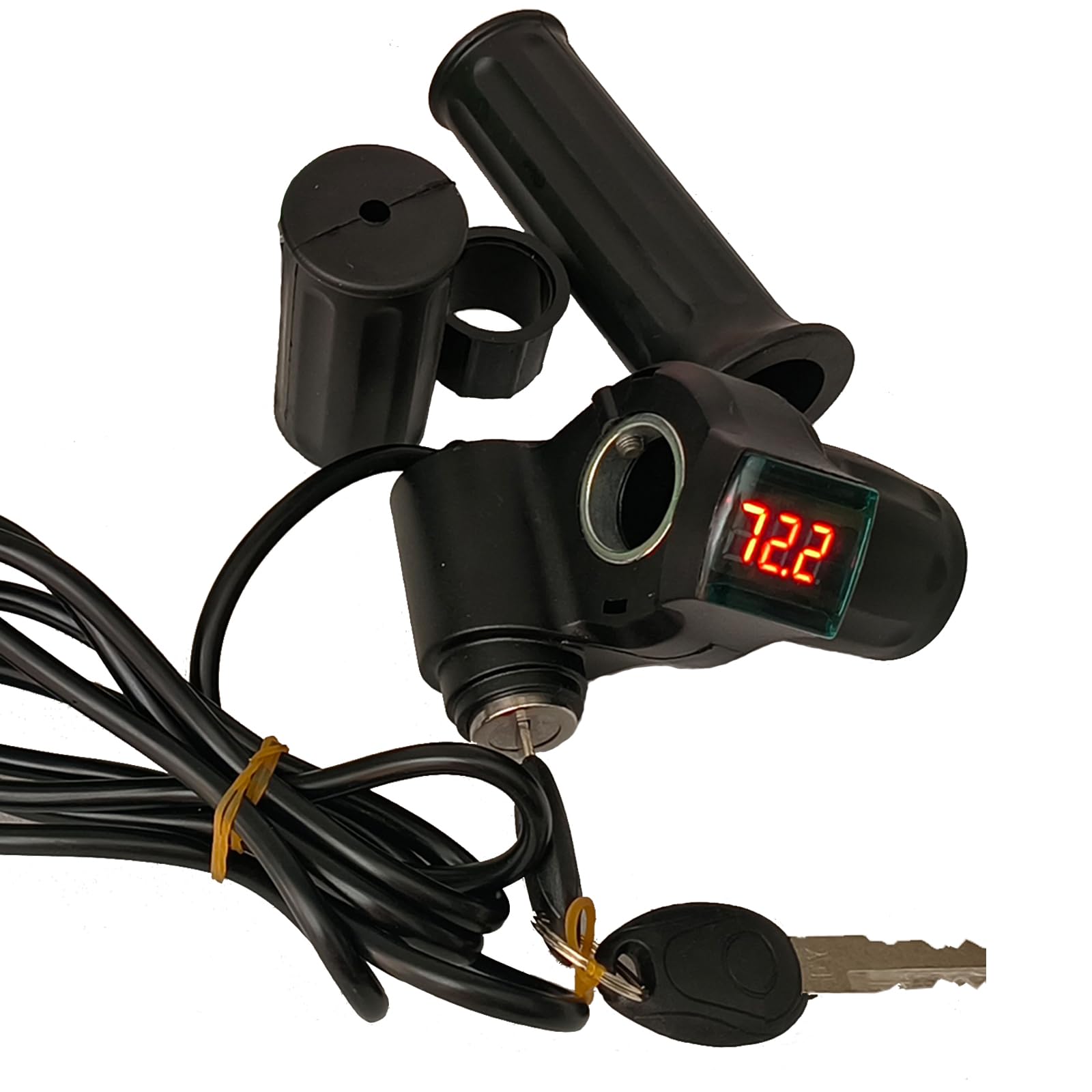 Half Twist Throttle 24V 36V 48V 72V Voltage Display Throttle Electric Motorcycle Throttle with Key Igination, Electric Scooter B