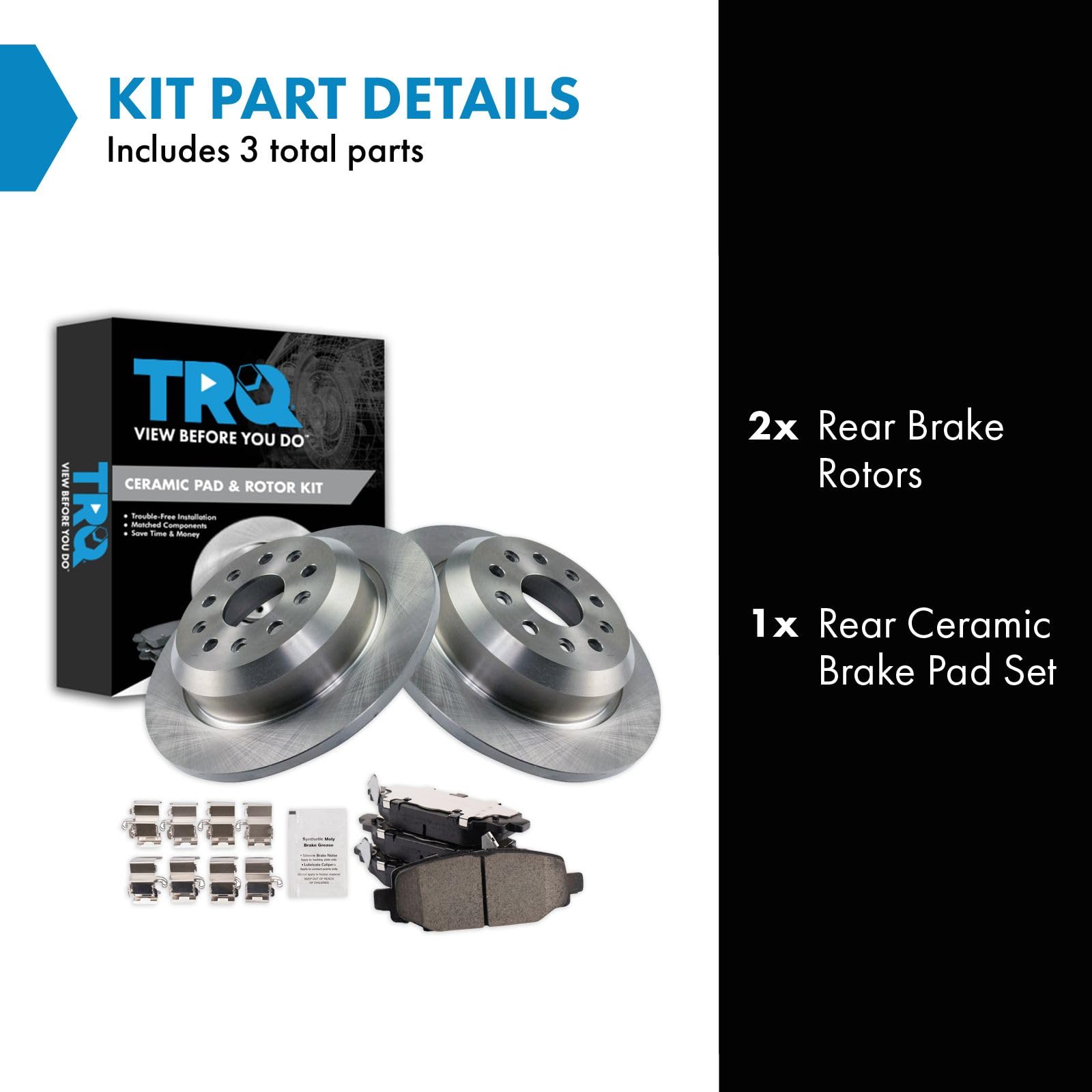 Trq Rear Brake Pad & Rotor Kit Brake Pads Brake Rotor Ceramic Compatible With 2018-2020 Jeep Wrangler