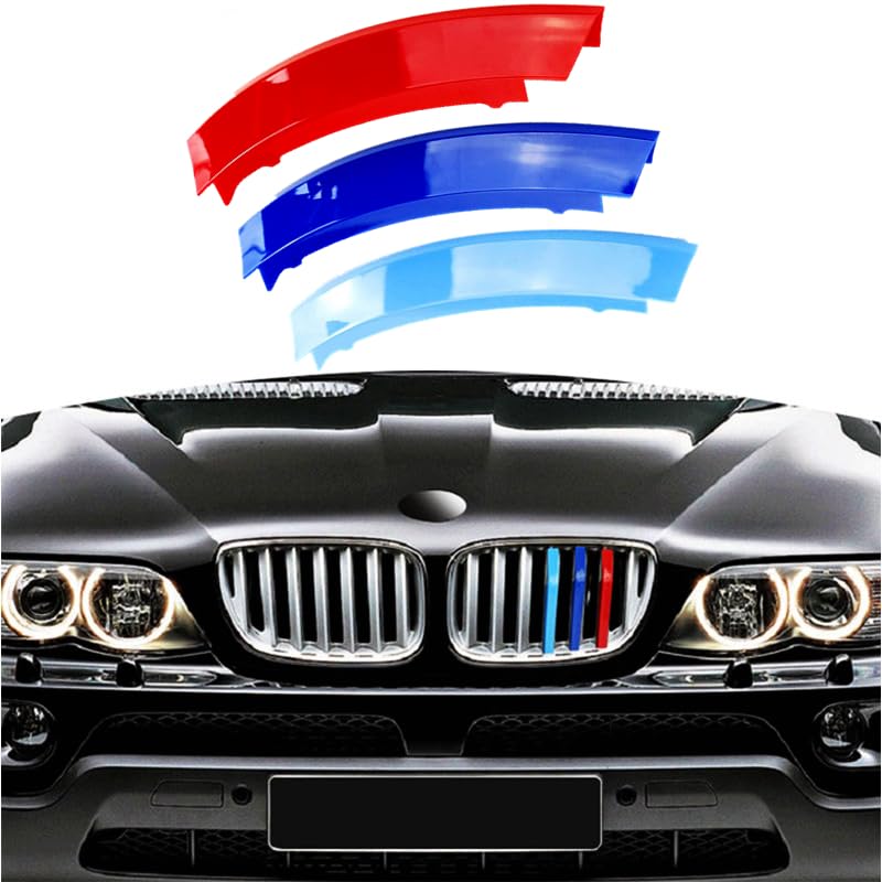 Exact Fit ///M-Colored Grille Insert Trims Compatible With Bmw 2003-2006 E53 X5 7-Beams Center Kidney Grill