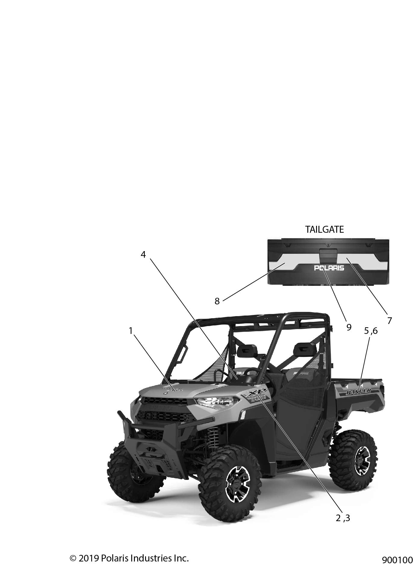 Polaris Ranger Xp 1000' Fender Decal, Front, Right, Genuine Oem Part 7191992, Qty 1