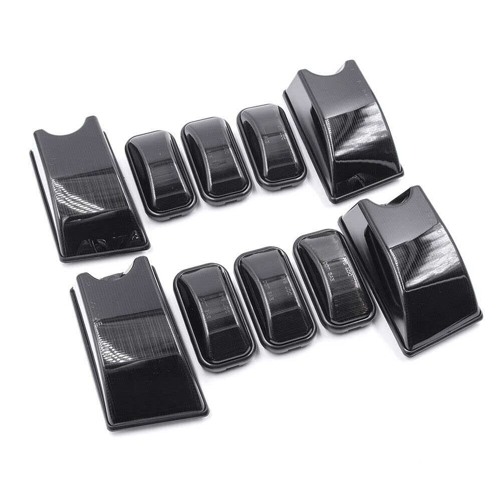 Gtinthebox 10Pcs Smoked Lens Front Rear Cab Roof Halogen Light Housing Top Clearance Marker Lamp Shell Compatible With 2003-2009