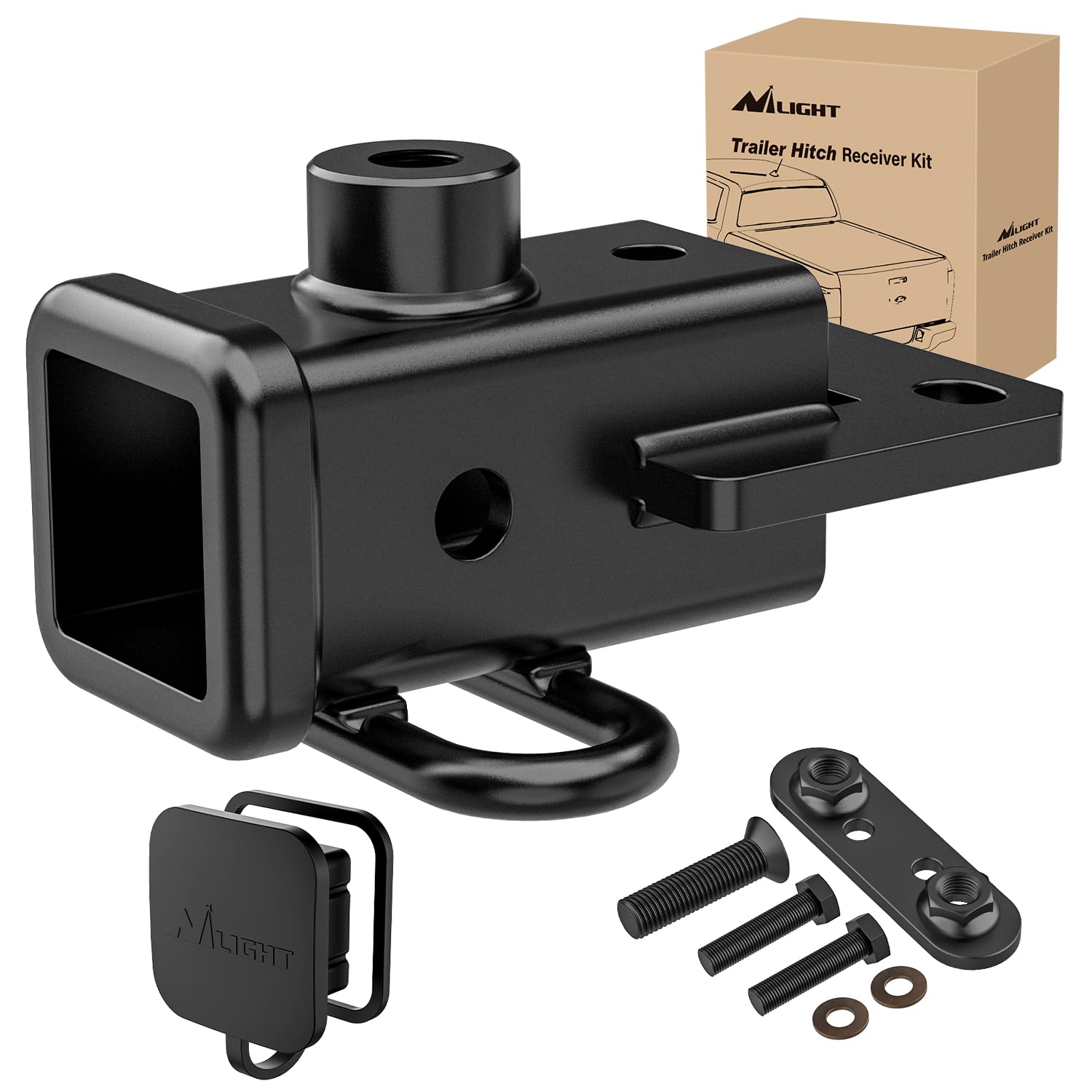 Nilight 2 Inch Rear Trailer Hitch Receiver Class 3 Tow Towing Hitch & Cover Kit For Dodge Ram 1500 2019 2020 2021 2022 2023 2024