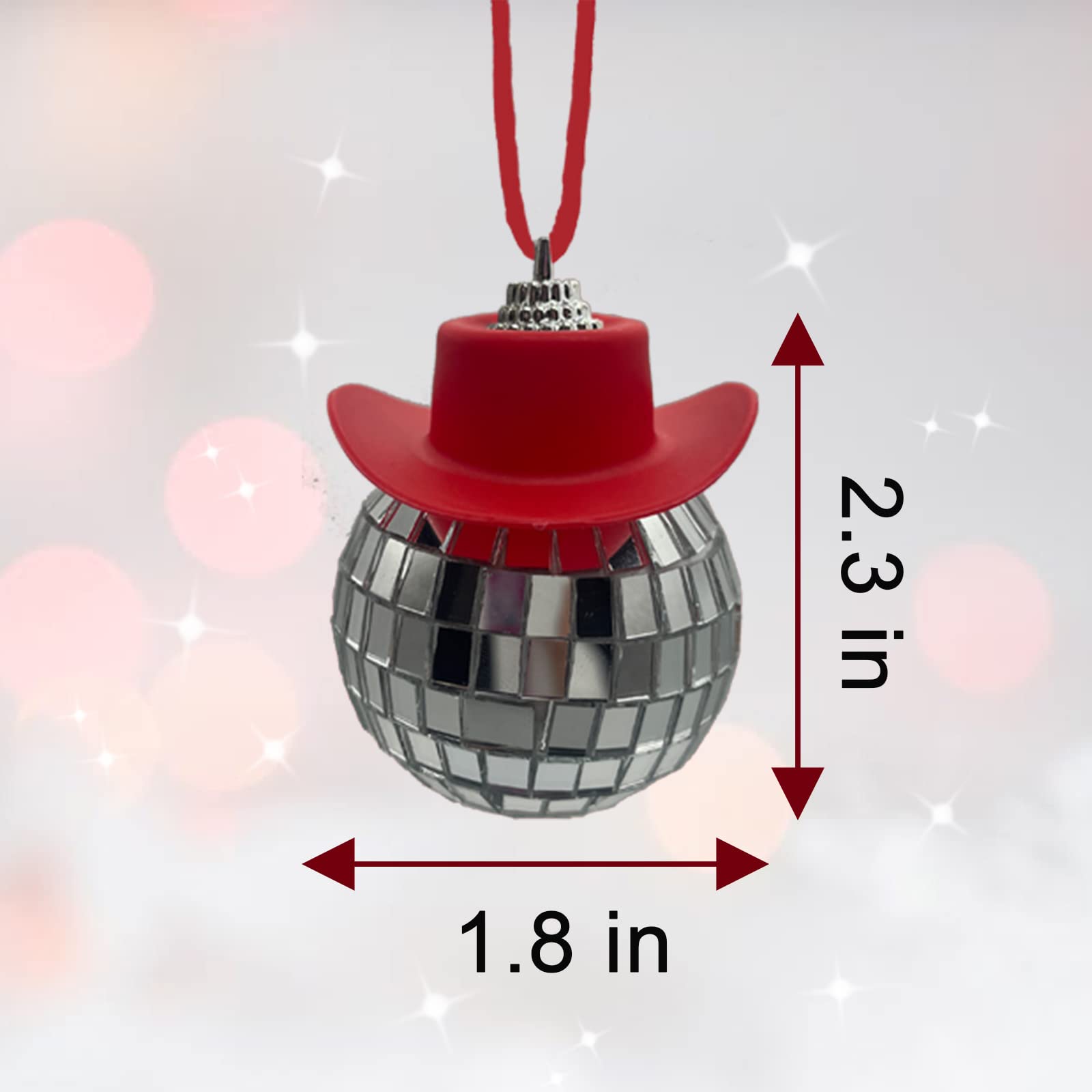 Spansee Red Disco Ball Car Accessory, Disco Ball Car Mirror Ornament, Cowboy Hat Disco Ball Car Charm, Disco Ball With Cowboy Hat, Car Disco Ball, Disco Ball For Car, Car Accessories For Women