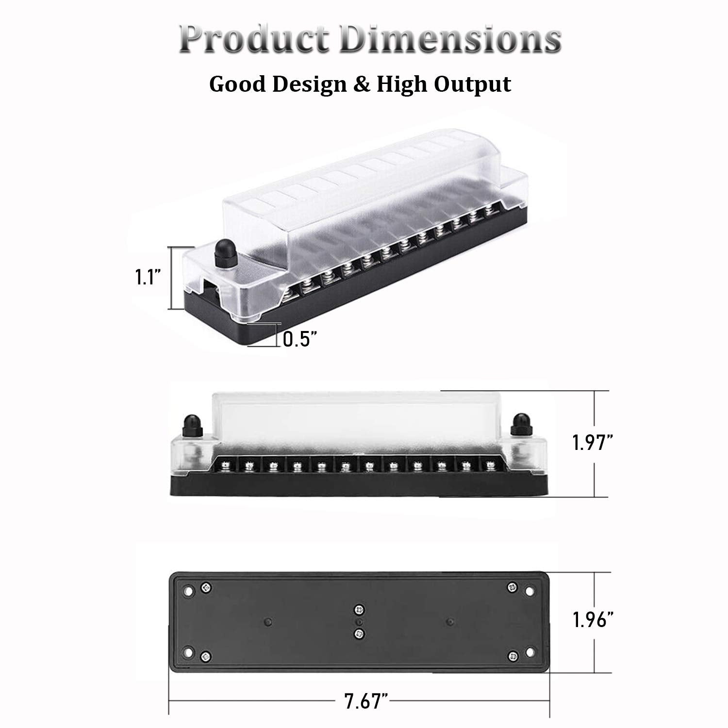 Pseqt 12 Way Blade Fuse Block With Negative Bus Atc/Ato Waterproof Marine Automotive Fuse Box Standard Circuit Holder Panel For