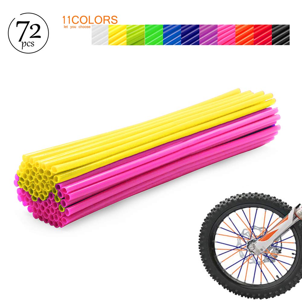 Worldmotop Mixed 72Pcs Dirt Bike Spoke Covers Wheel Spoke Wraps Wheel Rim Spoke Skins Universal Replacement For Yamaha Honda Bmw