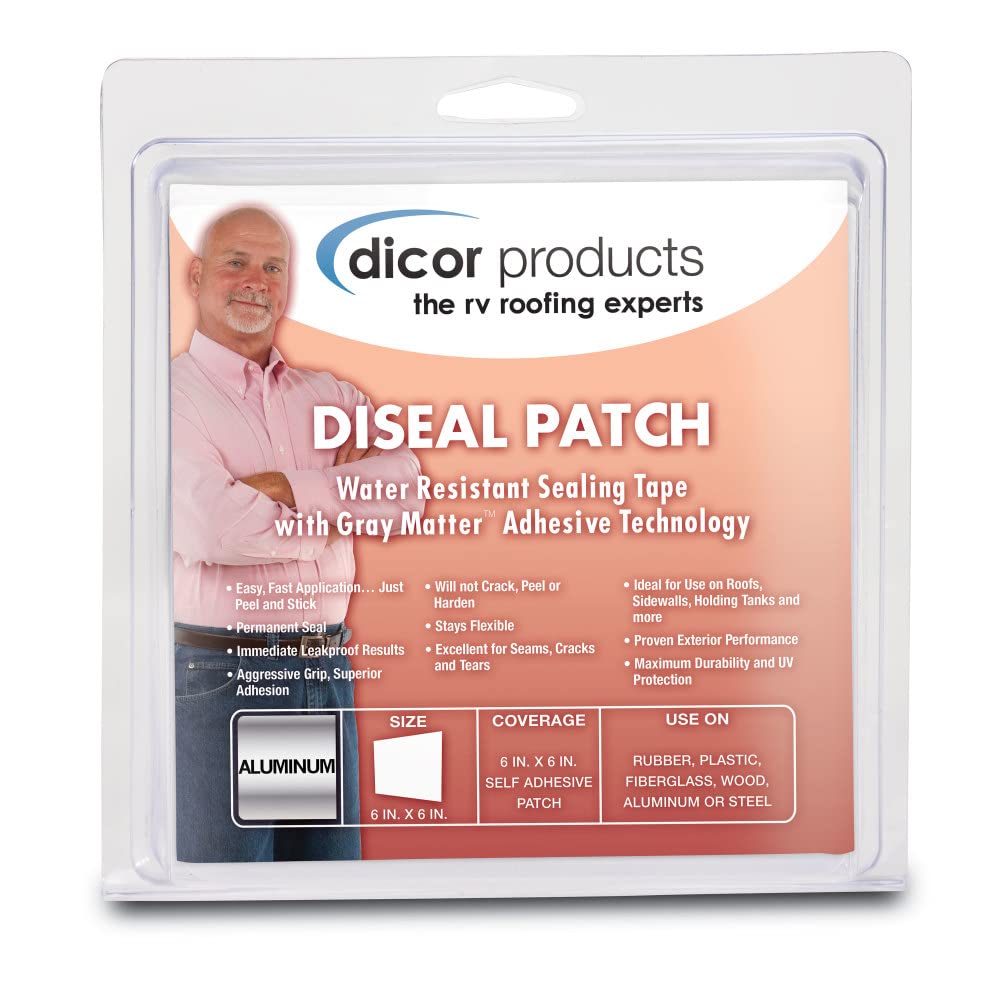 Dicor 522Af-66-1C Diseal Silver Patch Sealing Tape - 6'' X 6'' - Ideal For Quick And Easy Repairs On Rv Roofs And More