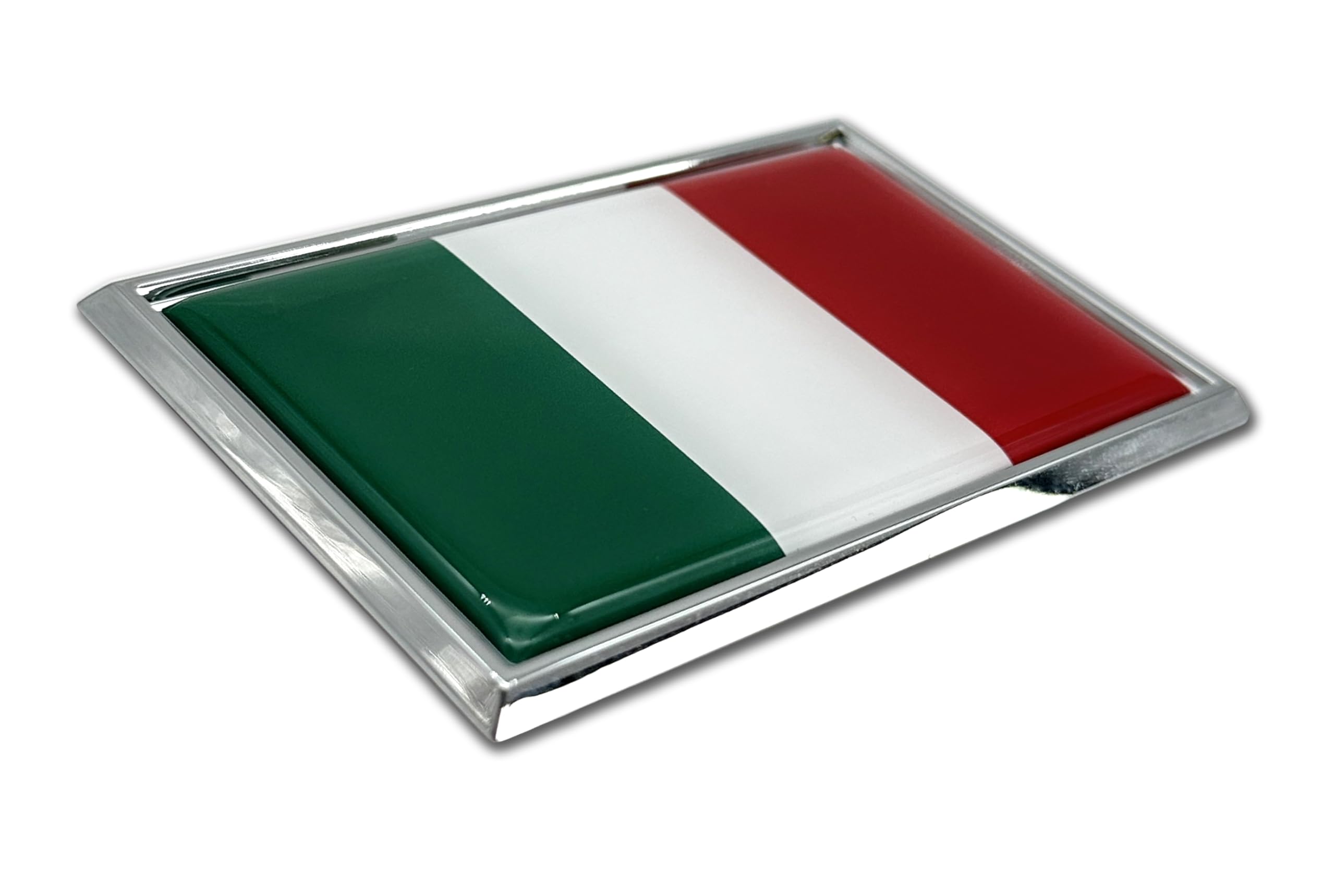 Elektroplate Premium Large Italian Flag All Metal Chrome Emblem For Suvs/Trucks | Universal Fit At 2.7' X 4.2' | Weatherproof