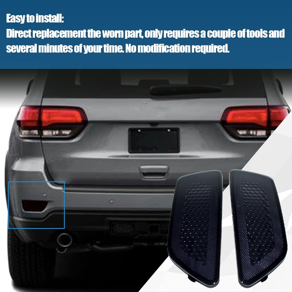 CULMKARI Black Rear Bumper Trim Reflector Lights Fits for 2012-2018 Jeep Grand Cherokee 2012-2020 Dodge Journey 2013-2017 Jeep L