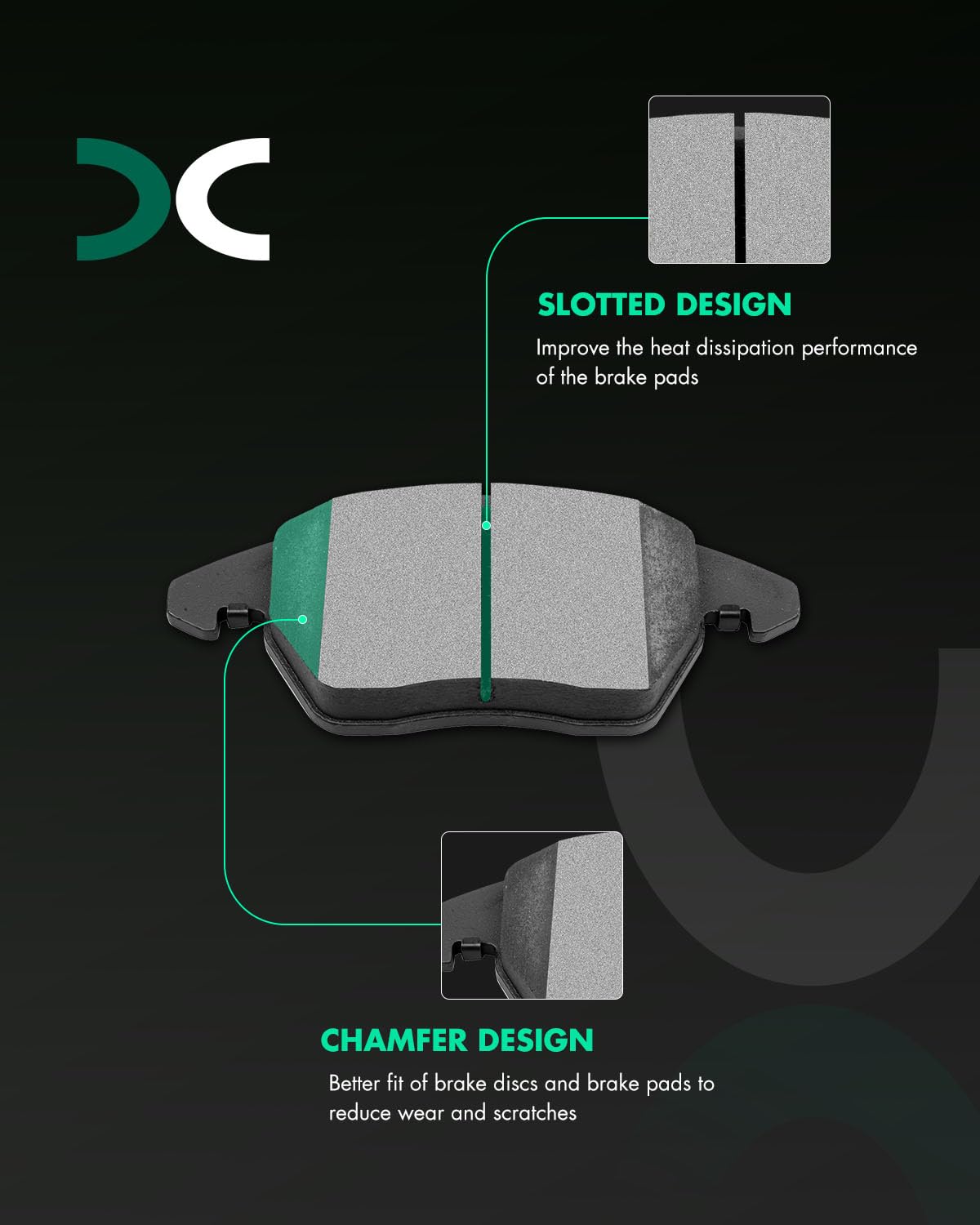 Scitoo D1107 Front Ceramic Brake Pads Sets Fit For Audi A3 Quattro/Tt Quattro,For Vw Cc/For Eos/For Golf/For Gti/For Jetta/For J
