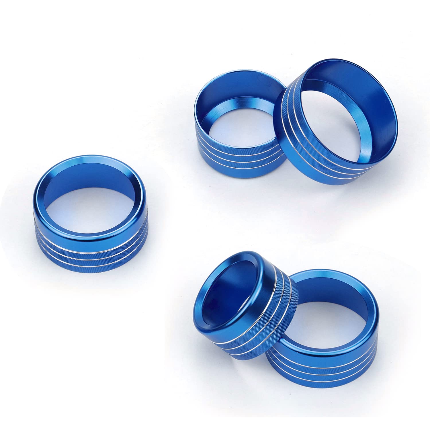 Bolaxin For Dodge Ram Accessories 2019 2020 2021 Interior Control Knob Cover Ac/Volume/Mode/Auto/Browse Switch Decor Button Ring Trim (Blue, 5Pcs)