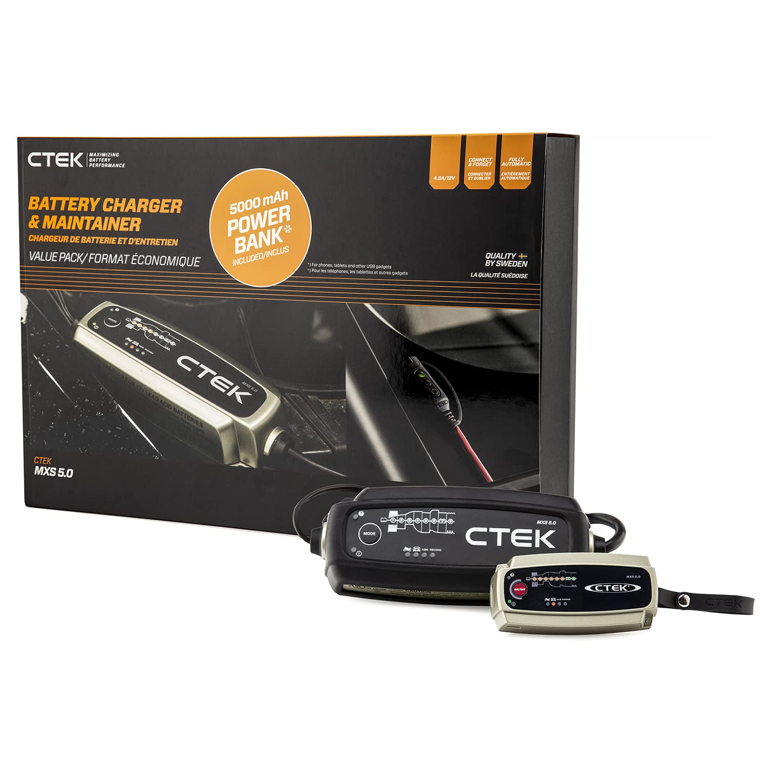 Ctek 40-359 Mxs 5.0 Fully Automatic 4.3 Amp Battery Charger And Care Kit 12V