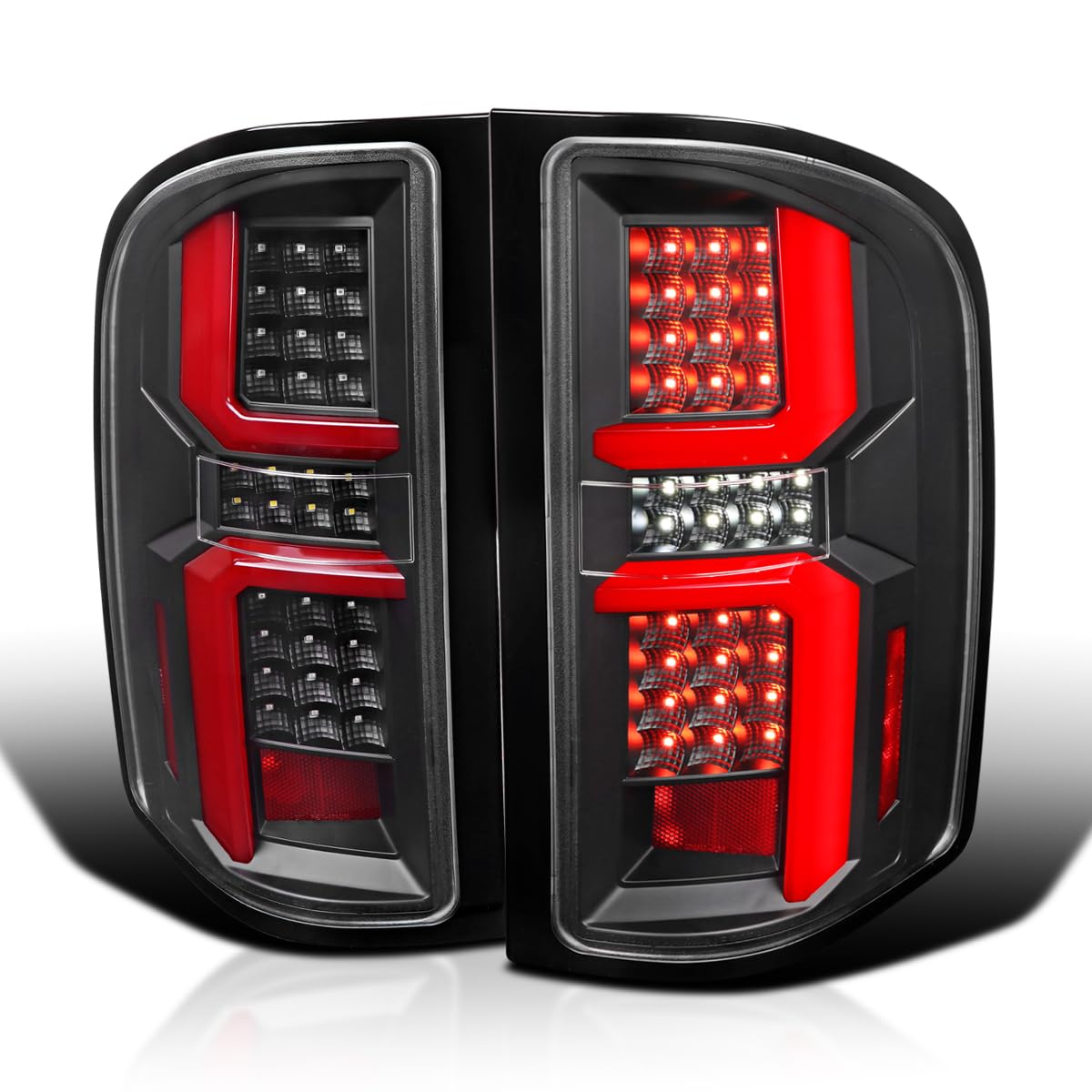Spec-D Tuning Black Led Tail Lights With Red Led Bars Compatible With 2007-2013 Chevy Silverado 1500/2500Hd/3500Hd