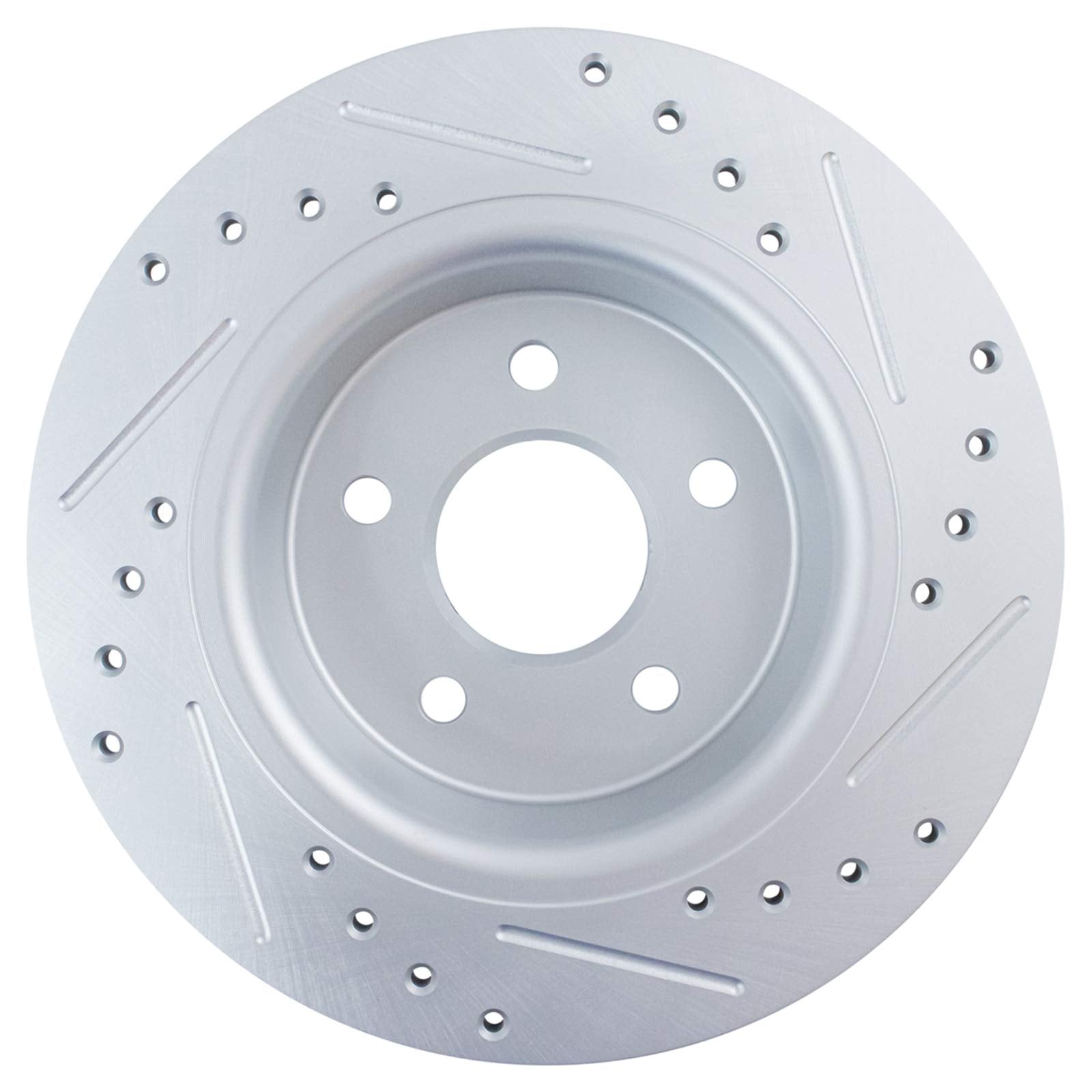 Trq Rear Performance Brake Rotors Set Solid Premium G-Coated Cross Drilled & Slotted Compatible With 2013-2018 Ford C-Max 2013-2