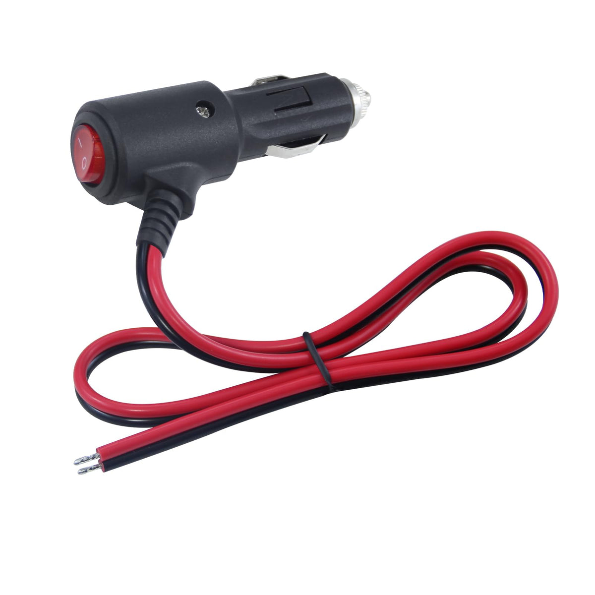 12V Fused Replacement Cigarette Lighter Male Plug With On Off Switch - 2Ft 12Volt 15Amp Cigarette Lighter Plug With Leads And Led Lights, 16Awg Cigarette Plug For Car Cooler,Cb Radio, Air Compressor