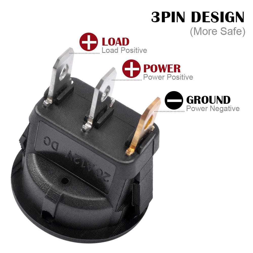 Autoec 10Pcs Car Truck Round Rocker Toggle Switch Light On-Off Control