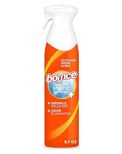 Bounce Wrinkle Release Spray, 3 In 1 Odor Eliminator, Anti Static And Fabric Refresher Spray, Rapid Touch-Up, 97 Fl Oz