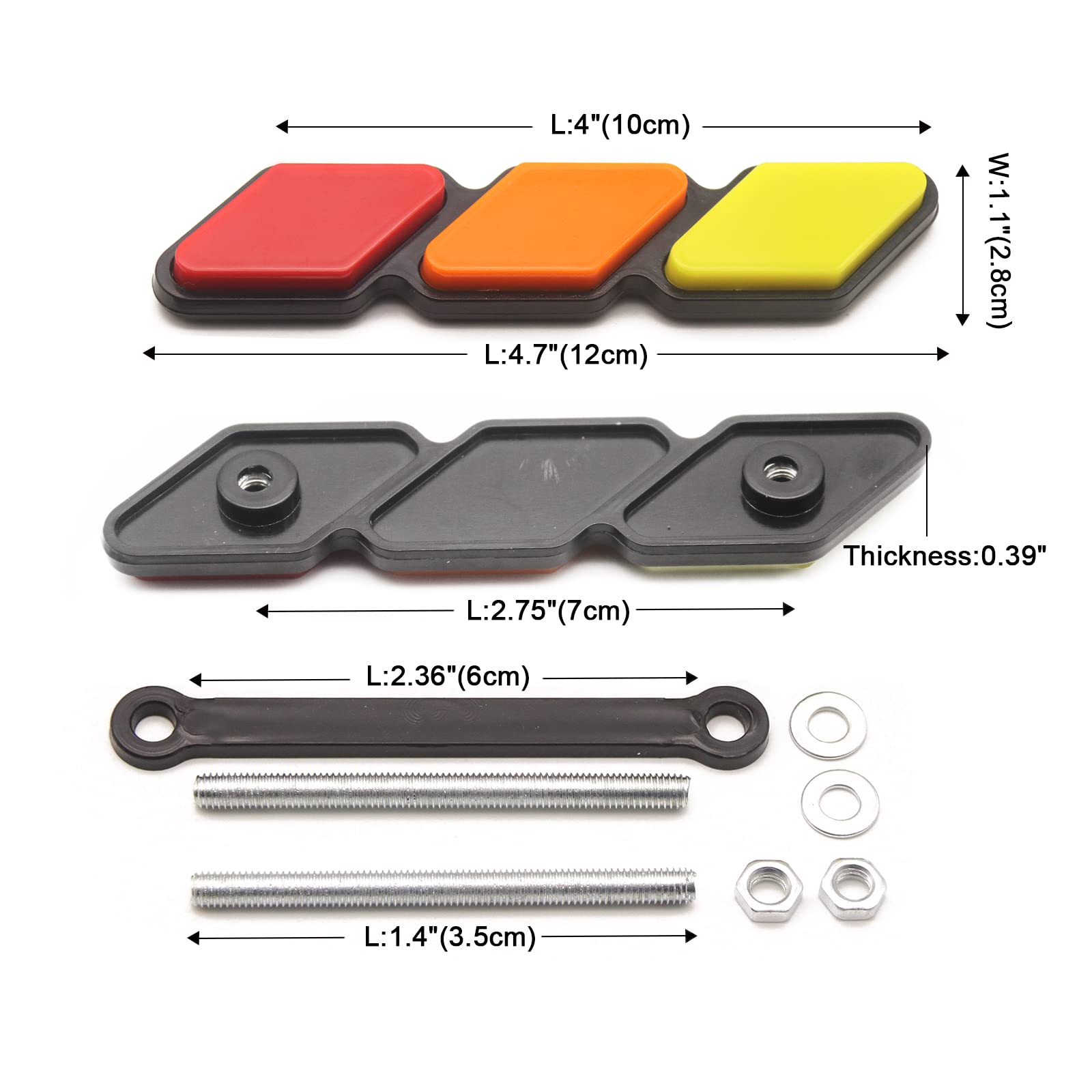 Tri-Color Front Grille Badge Emblem, Truck Emblem Decals Car Accessories Fit For Tac 4Runner Tundra Sequoia Rav4 Highlander(Yellow/Orange/Red)
