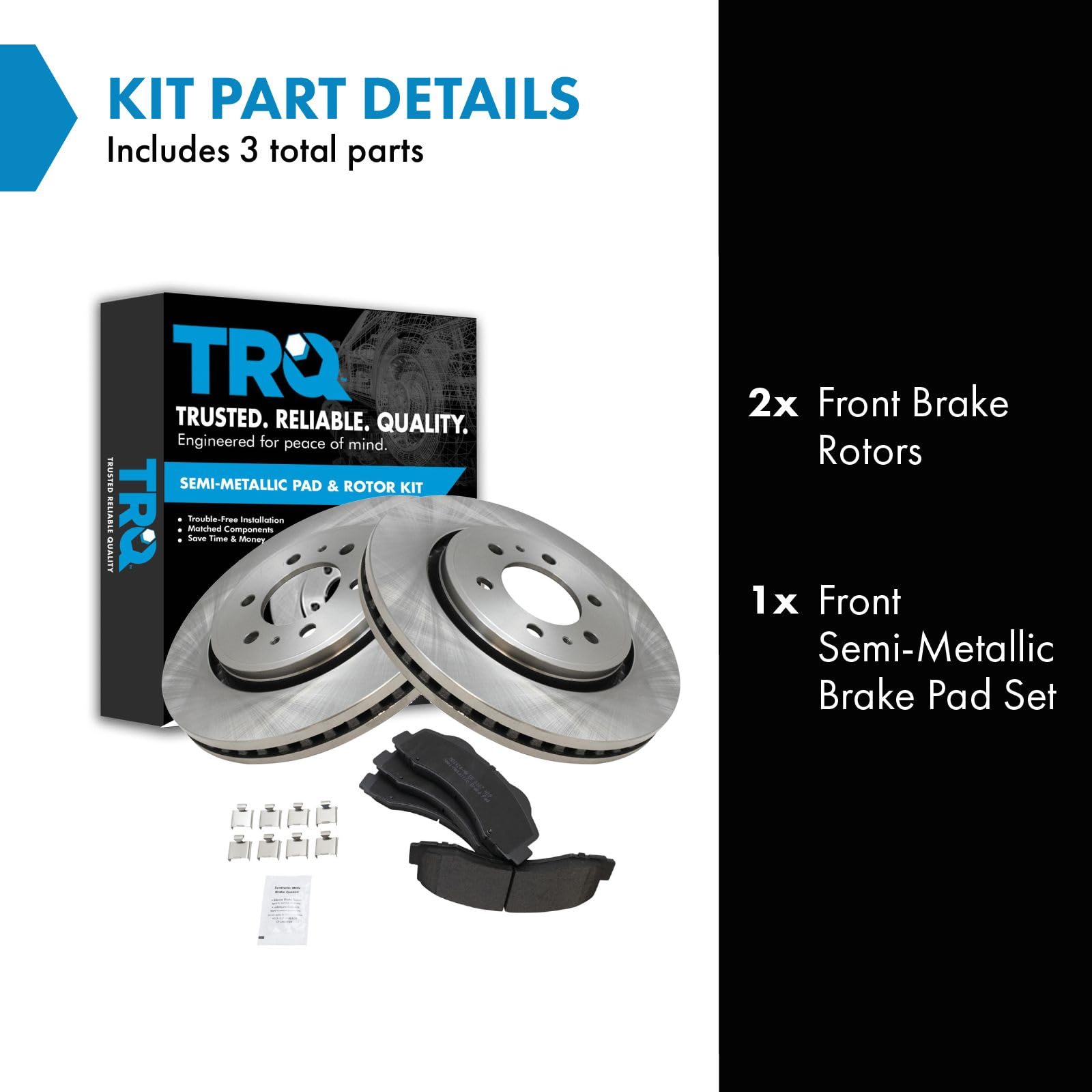 Trq Front Brake Pad & Rotor Kit Brake Pads Brake Rotor Semi-Metallic Compatible With 2010-2017 Ford Expedition F-150 2011-2017 L