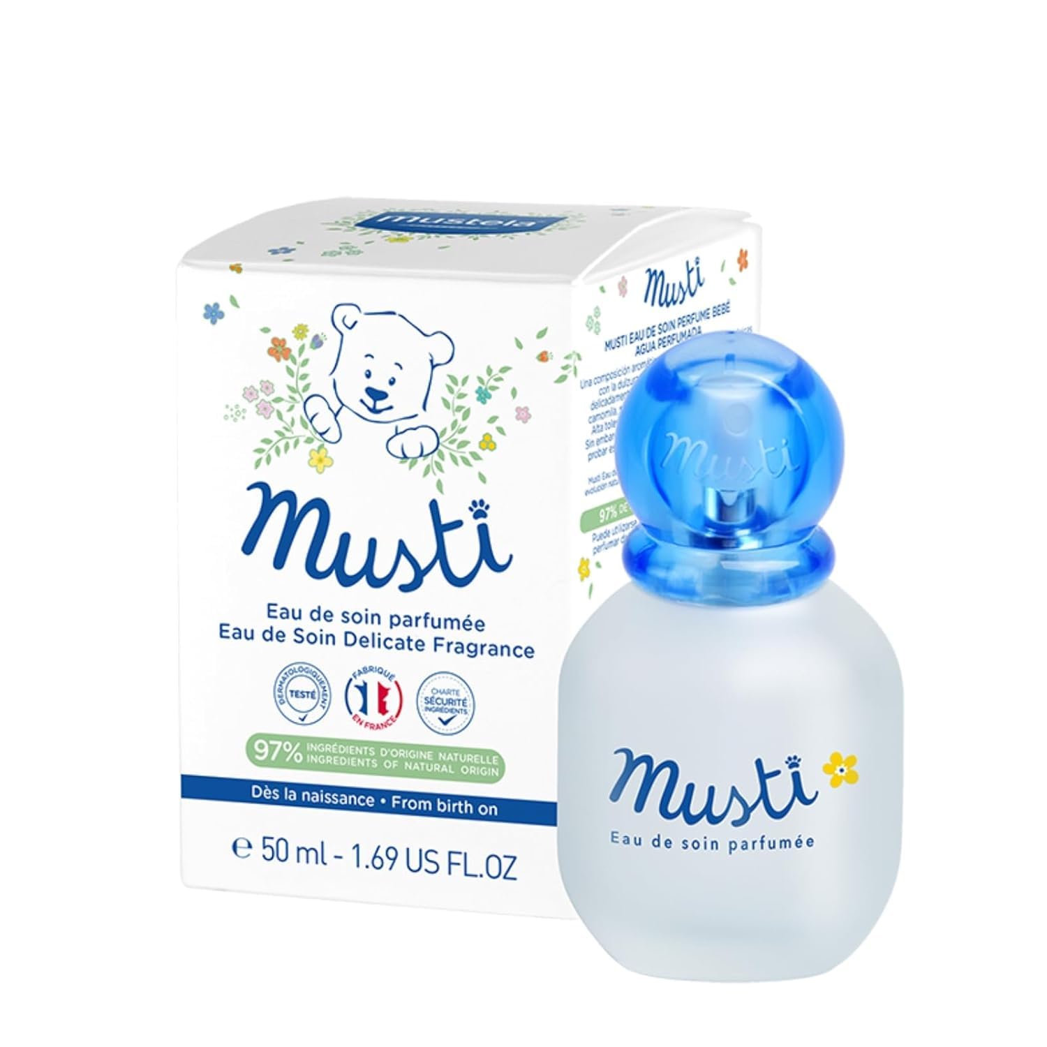 Mustela Musti - Baby Plant-Based Perfume & Cologne Spray - Delicate Fragrance for Boys & Girls - with Chamomile & Honey Extracts - Alcohol Free - 1.69 fl. oz.-New