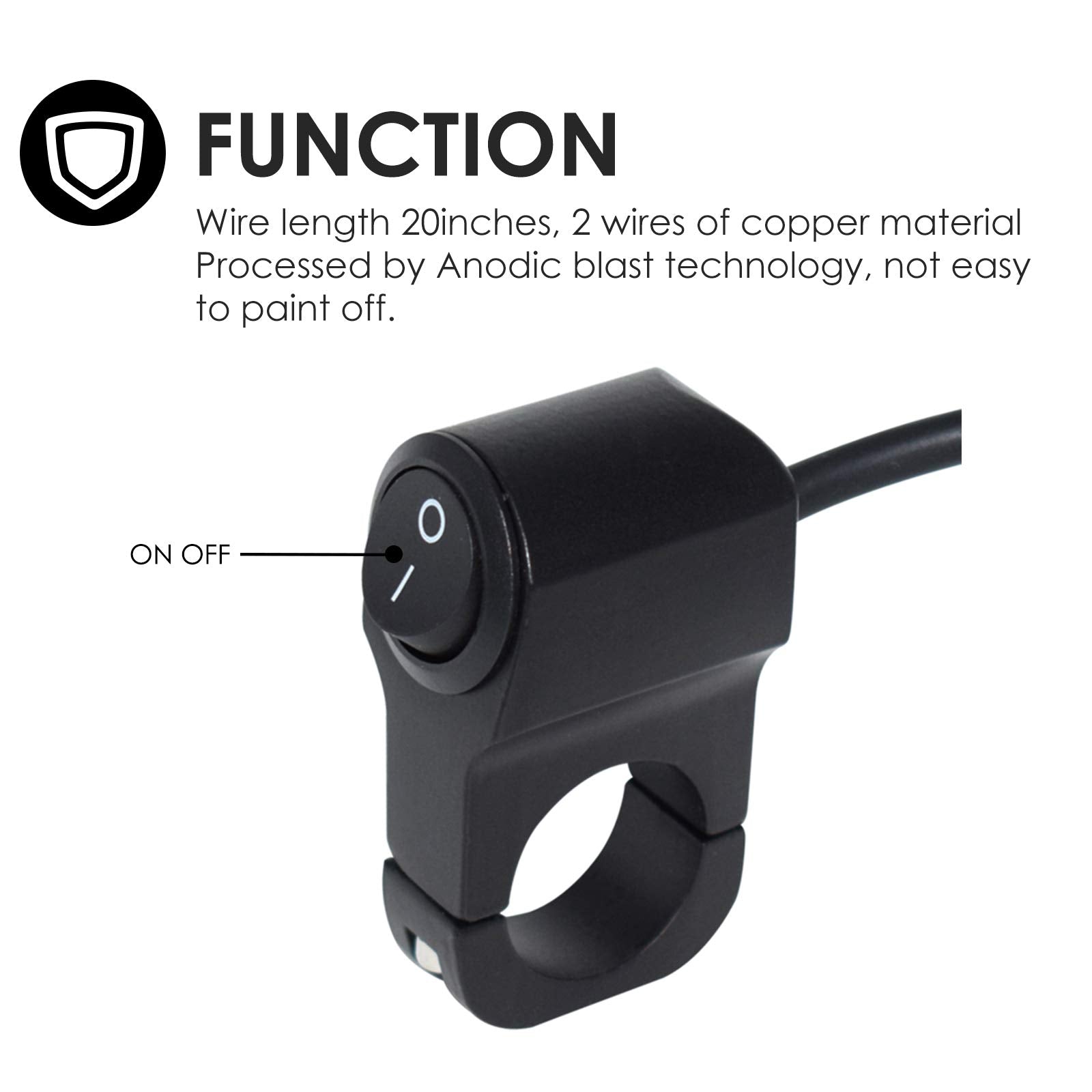 Feiteplus 7/8'' Motorcycle Handlebar Mount ON-Off Switch DC 12V for Motorbike Fog Lamp Head Light Electrical System