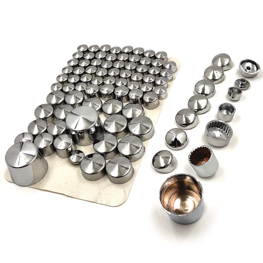 Httmt Mt247-004-Cd 87 Pieces-Chrome Abs Plastic Bolts Toppers Caps Set Compatible With 2000-2005 2006 Harley Davidson Softail Tw