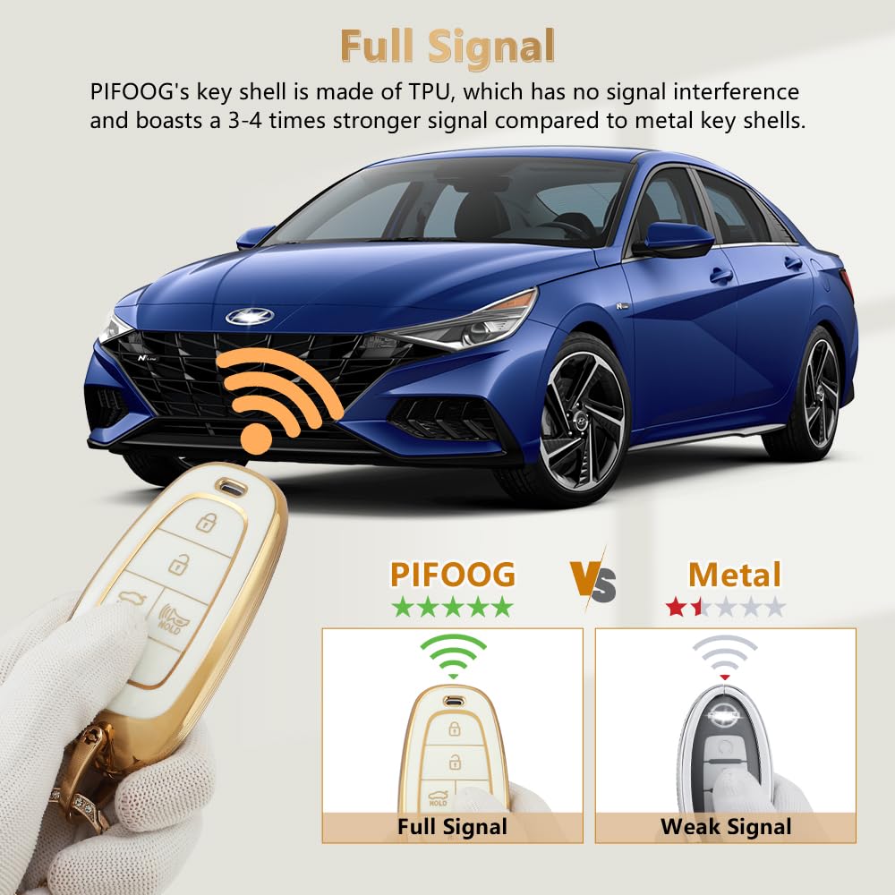 Pifoog Key Fob Cover For Hyundai With Keychain Bling Cute 5 Buttons Car Remote Keys Case Shell Full Covers For Hyundai Sonata Sa