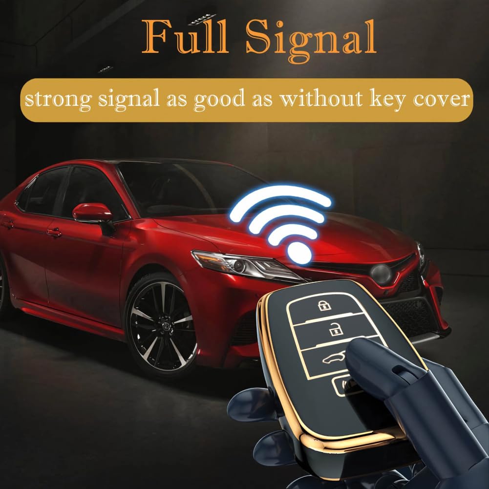 Compatible with Toyota Key Fob Cover with Keychain, for Crown Corolla Cross Grand Highlander Tundra Prius Venza Sequoia Land Cru