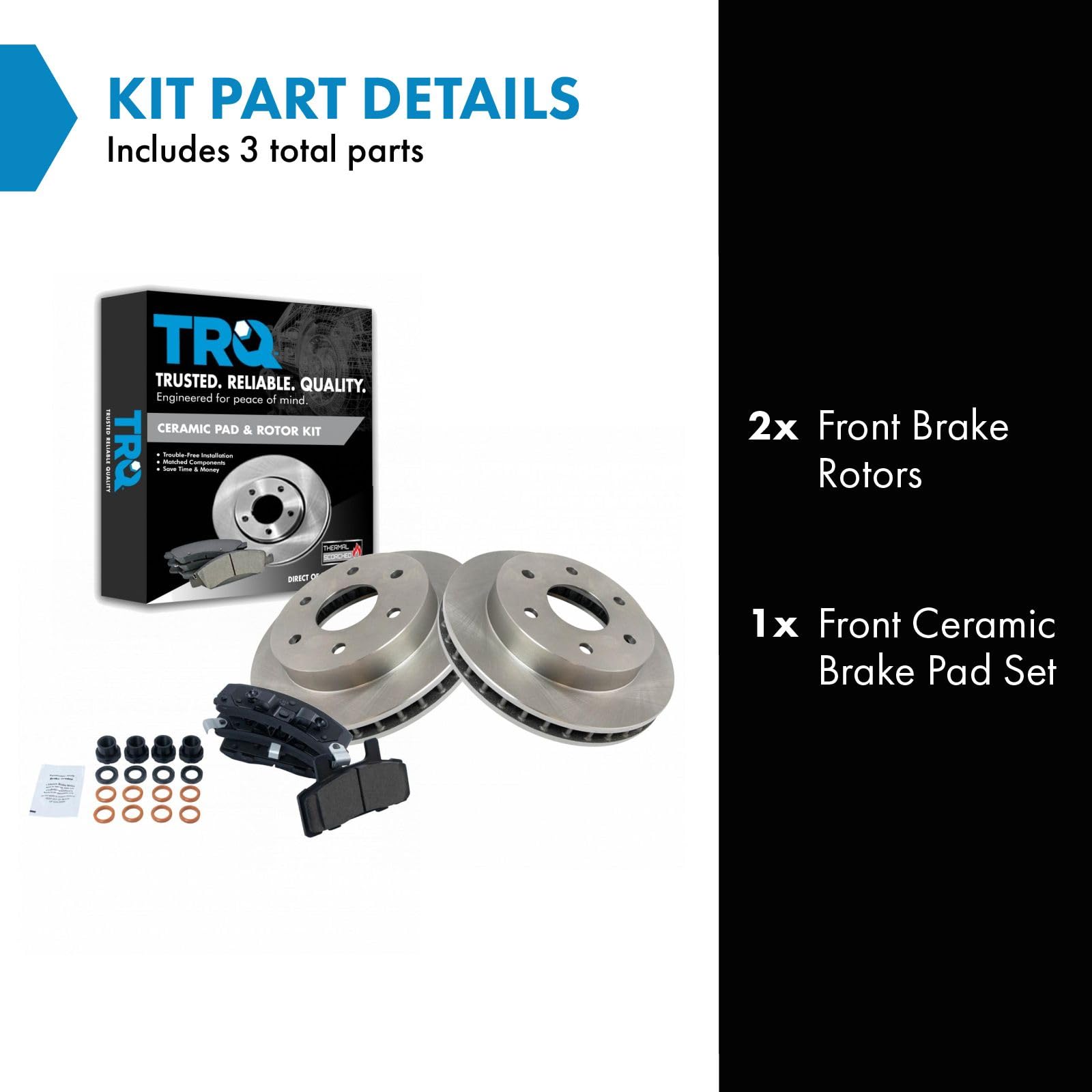 Trq Front Disc Ceramic Brake Pads & Rotors Kit Compatible With Chevy Gmc Pickup Truck