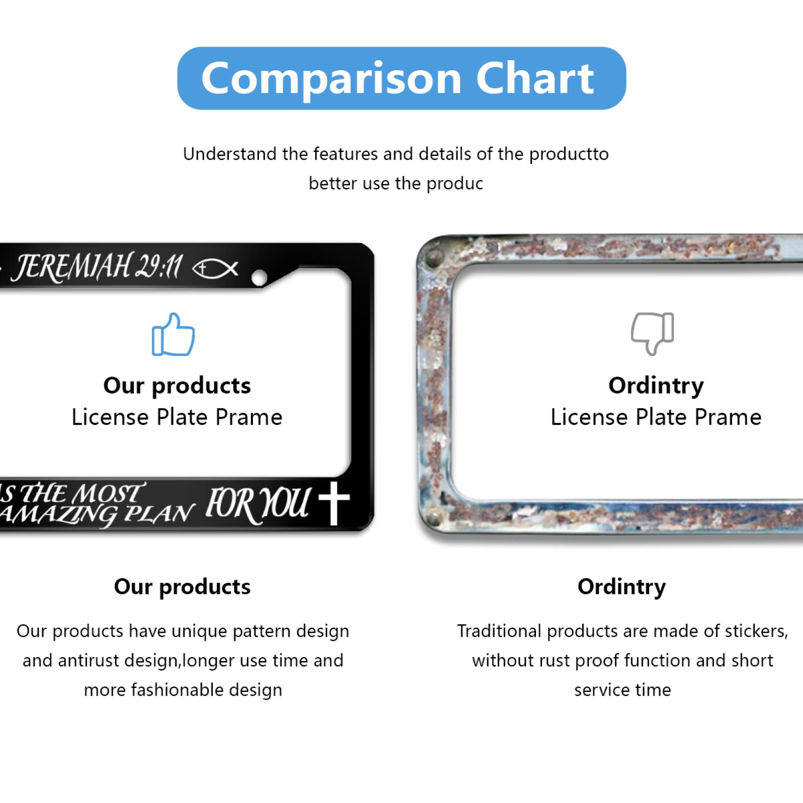 Personalized License Plate Frame Jeremiah 2911 God Has The Most Amazing Plan For You Stainless Steel License Plate Holder Access