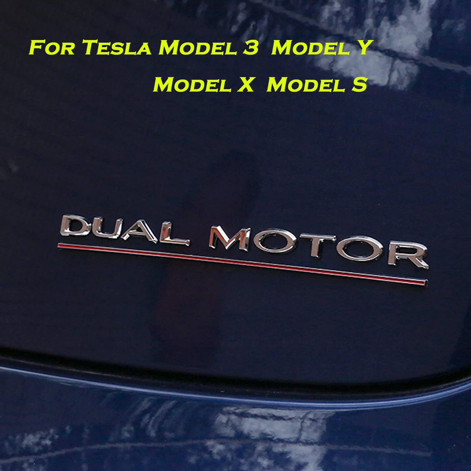 Yhcdsea Dual Motor Badge Emblem Sticker Plaid Decor Compatible For Model 3 Y X S Accessories (Dual Motor-Silver)