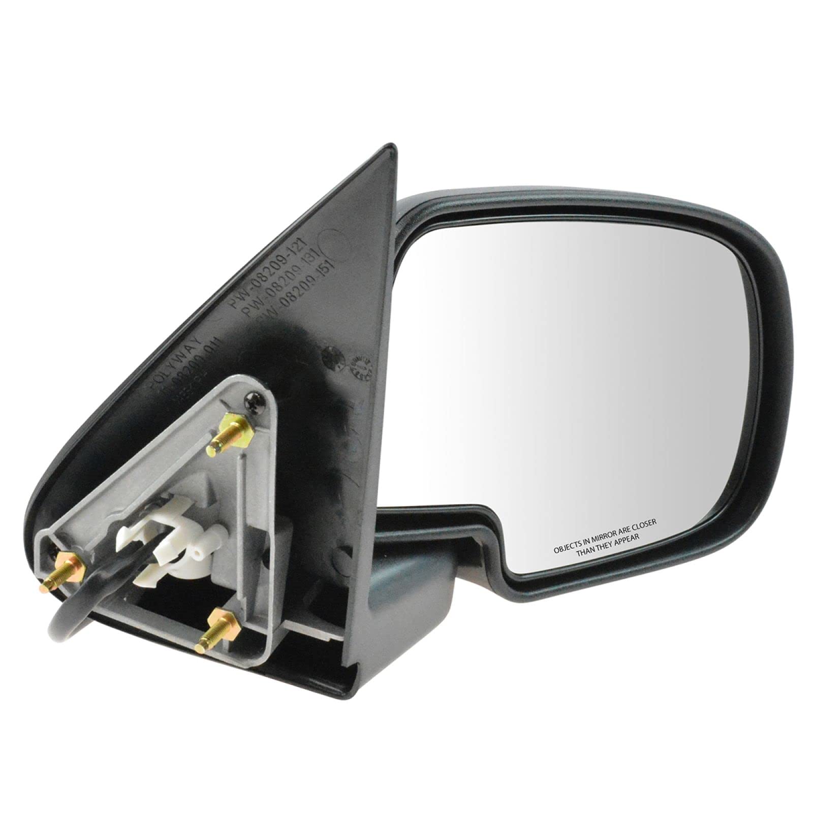 Trq Right Mirror Power Without Heat With Black Cover Passenger Side Compatible With 99-02 Chevrolet Gmc Gm1320131 Gm1321231