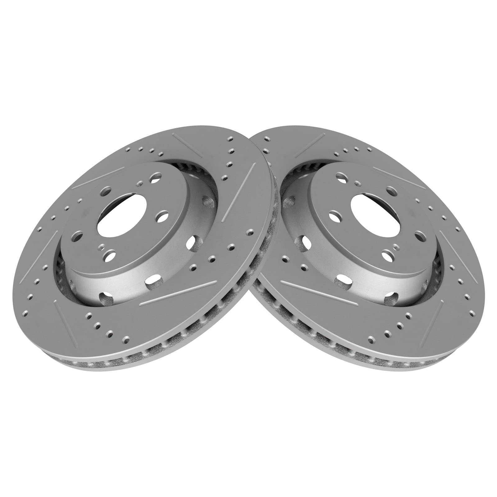 Trq Front Performance Brake Rotors Set Premium G-Coated Cross Drilled & Slotted Compatible With 2009-2015 Toyota Venza