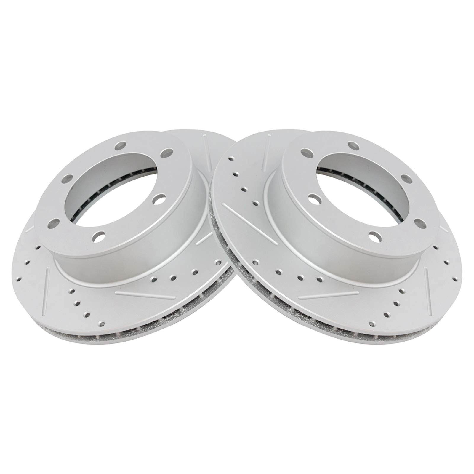 Trq Front Performance Brake Rotors Set Premium G-Coated Cross Drilled & Slotted Compatible With 1996-2002 Toyota 4Runner 1995-20