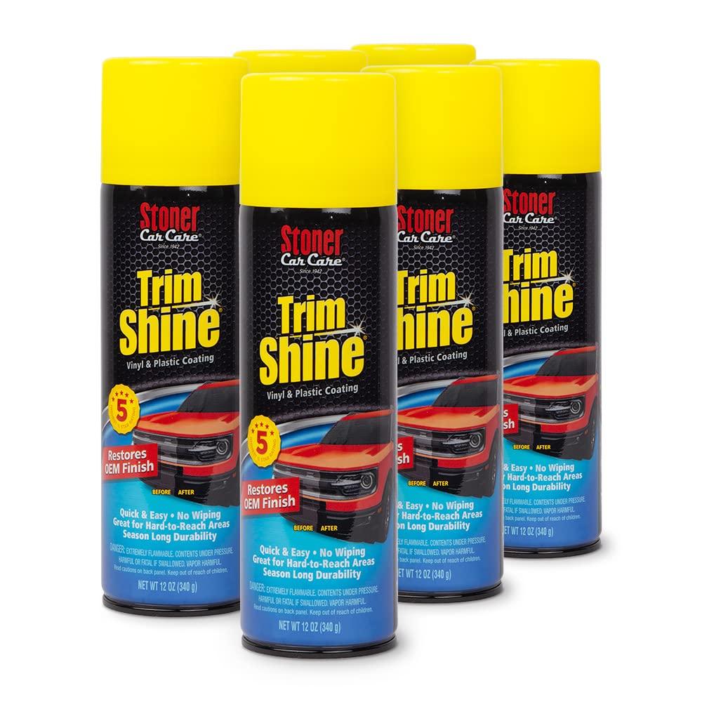 Stoner Car Care 91034–6Pk Trim Shine Vinyl And Plastic Aerosol Protectant Coating For Automotive Interior And Exterior Restores Oem Finish And Color, Protects From Fading, 12 Oz, Pack Of 6